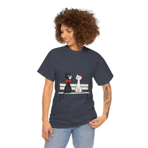 Cute Cat Lovers Tee, Unisex Heavy Cotton Tee for Pet Owners, Funny Cat Shirt, Gift for Cat Lovers, Casual T-Shirt, Animal Art Tee - Image 22