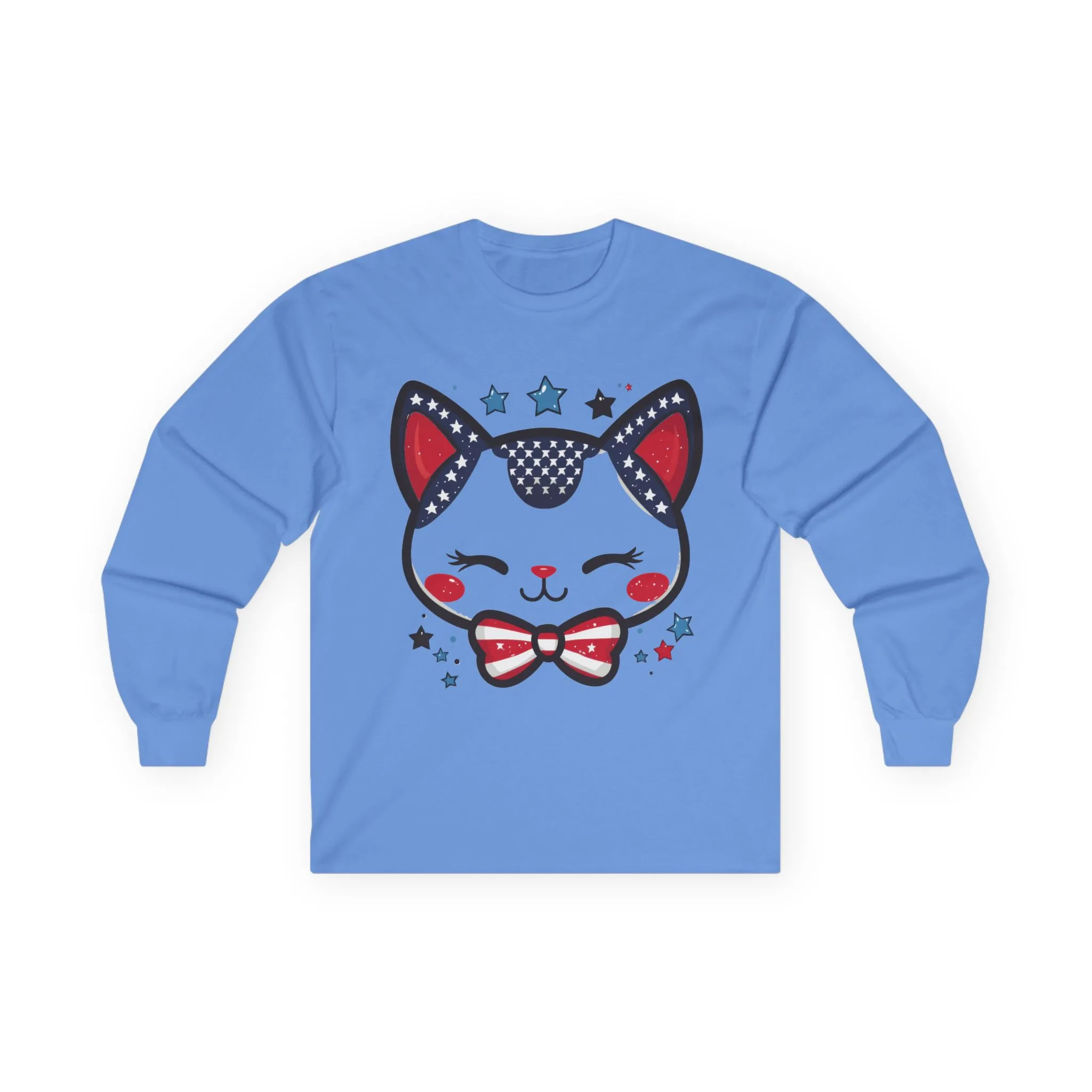 Cute Patriotic Cat Long Sleeve Tee, Unisex Cotton Shirt, Cat Lover Gift, 4th of July Tee, Fun Casual Wear, Holiday Apparel - Image 9