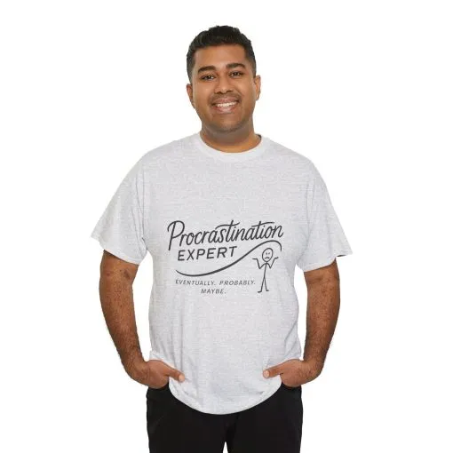 Procrastination Expert Men's Tee, Funny Shirt for Slackers, Gift for Students, Men's Comfortable Casual Wear, Laughs for Every Occasion - Image 2