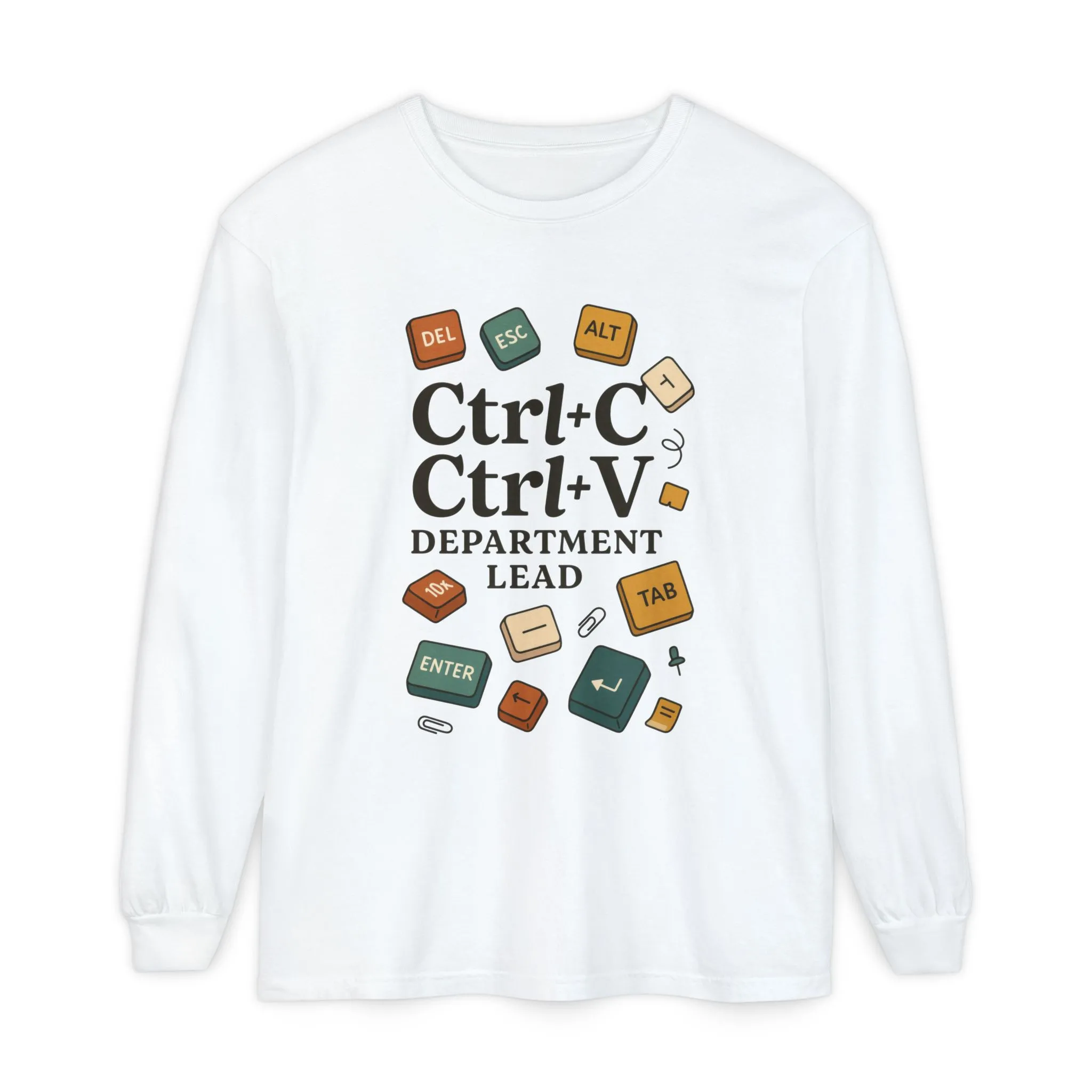 Graphic Long Sleeve Tee, Ctrl+C Ctrl+V Department Lead, Funny Office Humor Shirt, Programmer Gift, Tech Nerd Tee, IT Department Apparel - Image 4