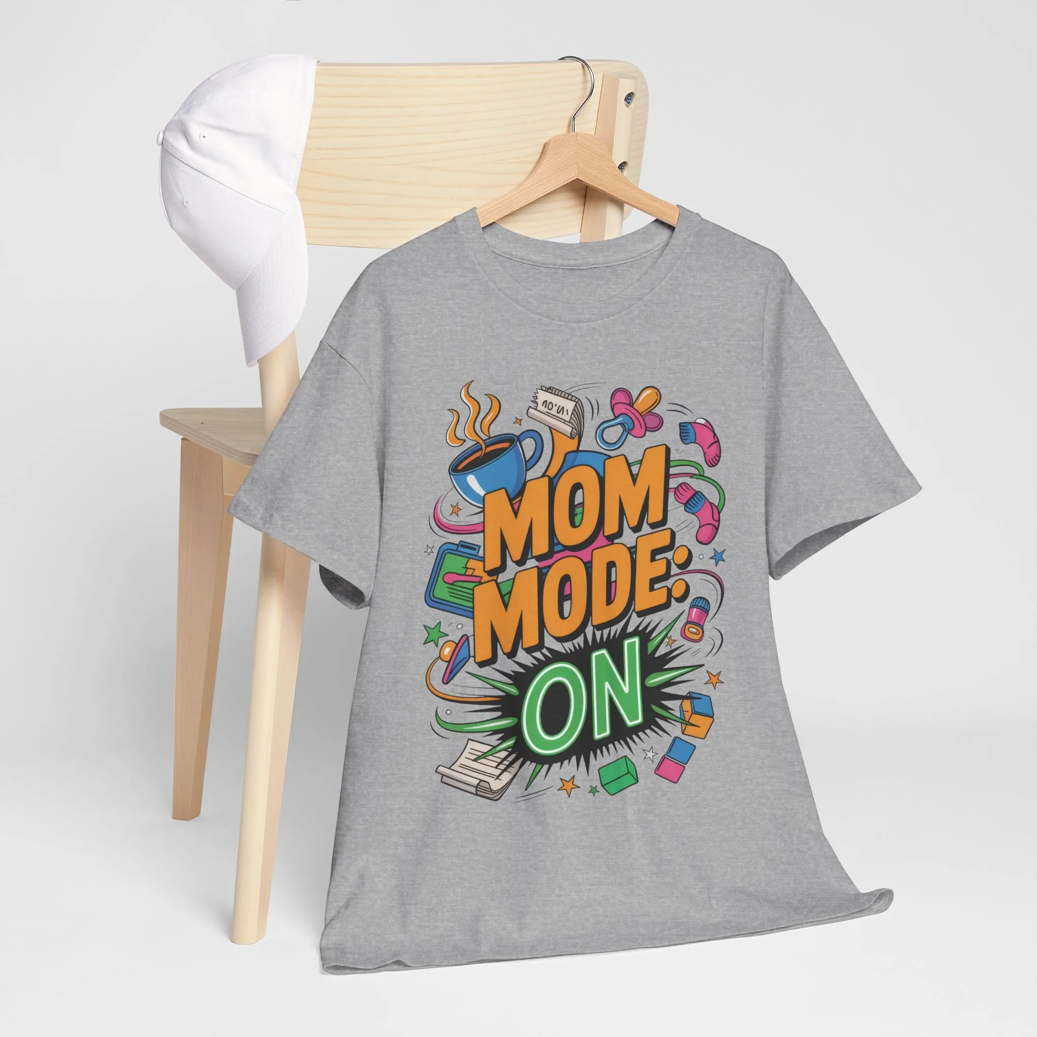 Mom Mode ON Cotton Tee, Funny Mom T-Shirt, Gift for Mothers, Parent Life Apparel, Mother's Day Humor T-Shirt, Cute Mama Life Graphic Tee - Image 6