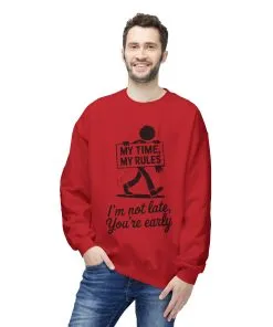 Casual Men's Crewneck Sweatshirt, Funny Sweatshirt for Men, Perfect Gift for Friends, My Time My Rules Design, Time Management Humor