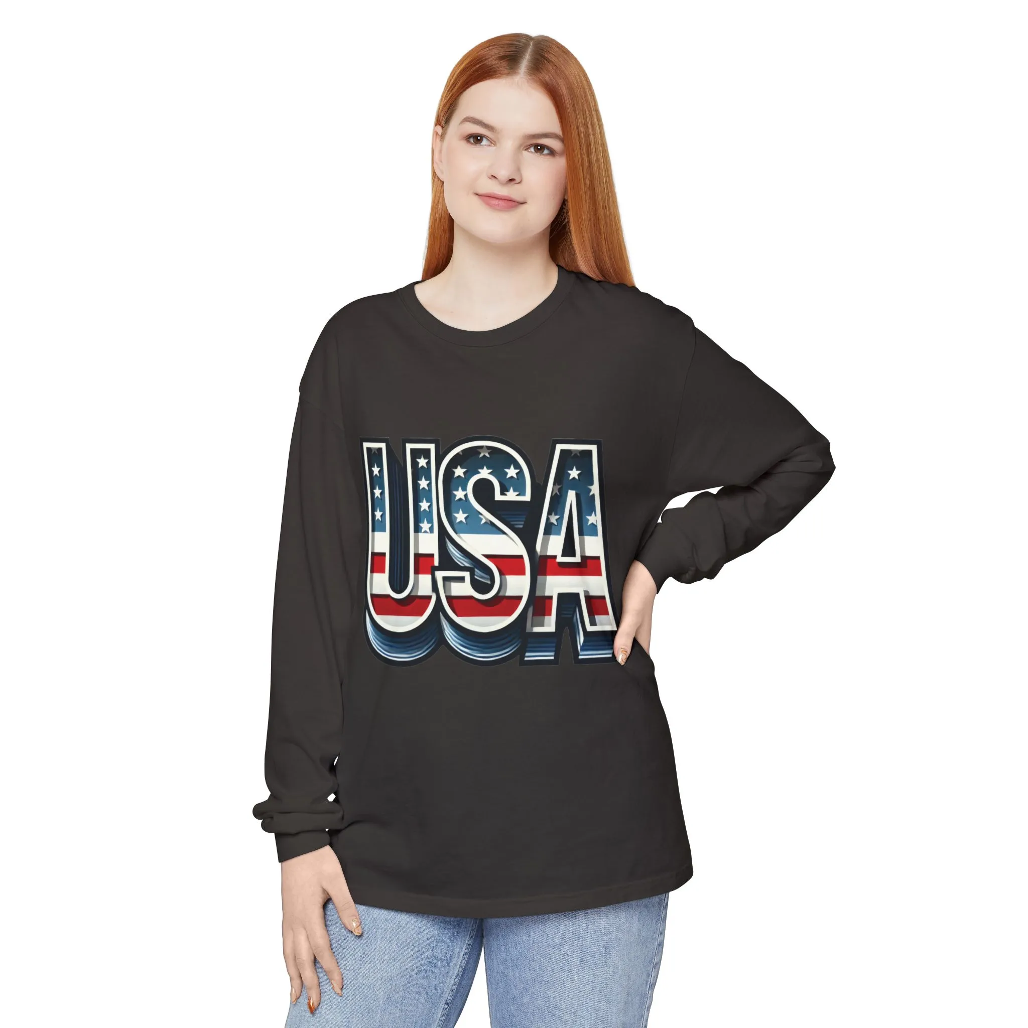 Patriotic Long Sleeve Unisex T-Shirt, USA Design, Unisex Tee for Independence Day, Memorial Day, Family Celebrations, Casual Wear - Image 18