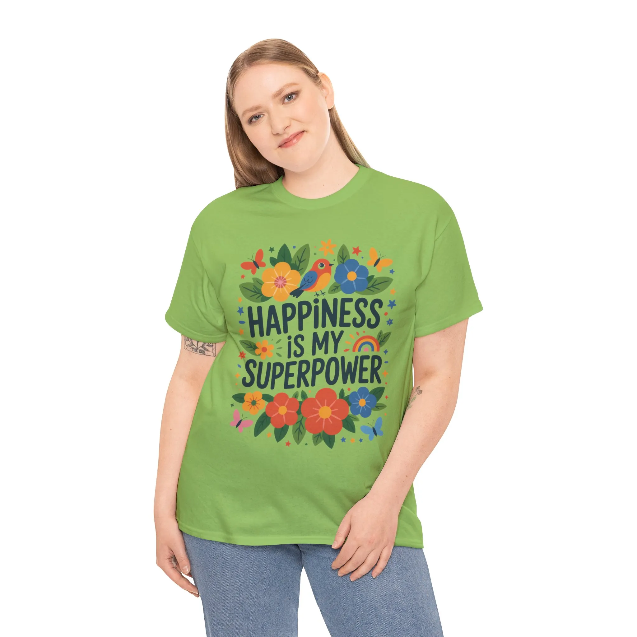 Happiness is My Superpower Tee - Colorful Floral Design, Mother's Day, Self-Expression, Positive Vibes Shirt, Joyful Statement Tee - Image 13