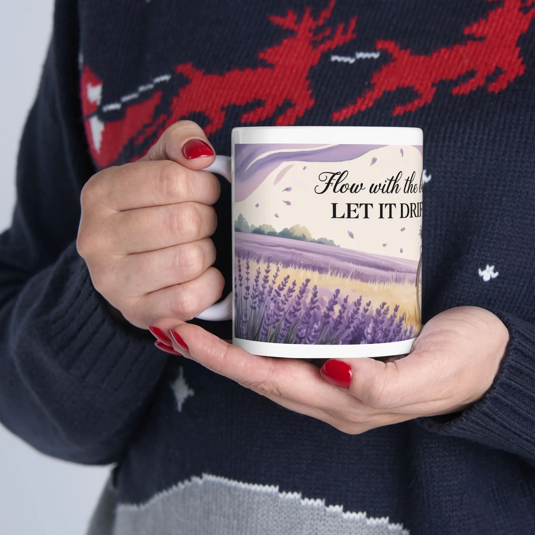Lavender Field Mug, Bicycle Coffee Cup, Tranquil Nature Lover Gift, Calm Summer Vibes Mug, Motivational Coffee Cup, Inspirational Quotes - Image 7
