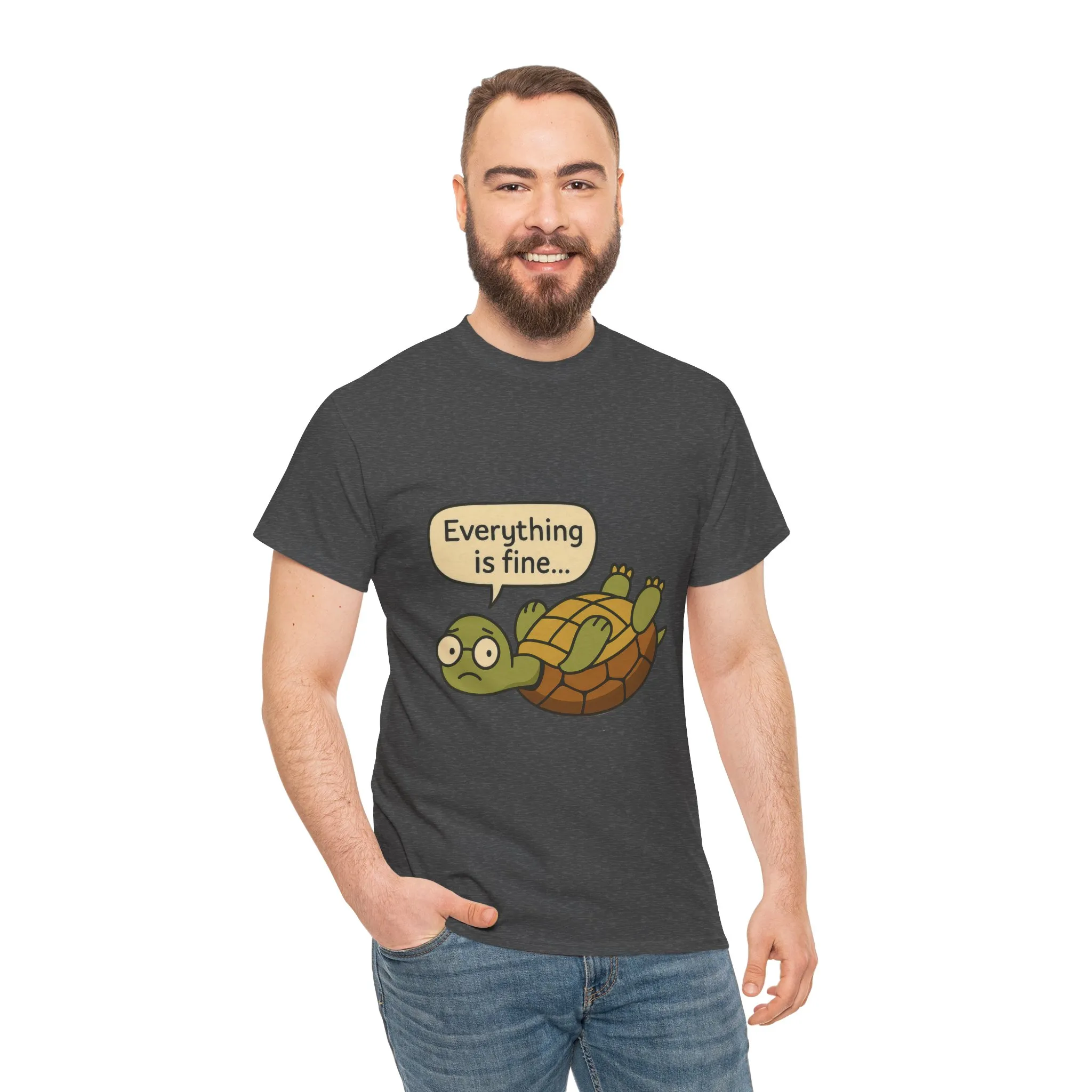 Everything is Fine Turtle Tee, Funny Unisex Cotton Tee, Cute Animal Shirt, Gift for Nature Lovers, Great for Humor, Positive message t-shirt - Image 25