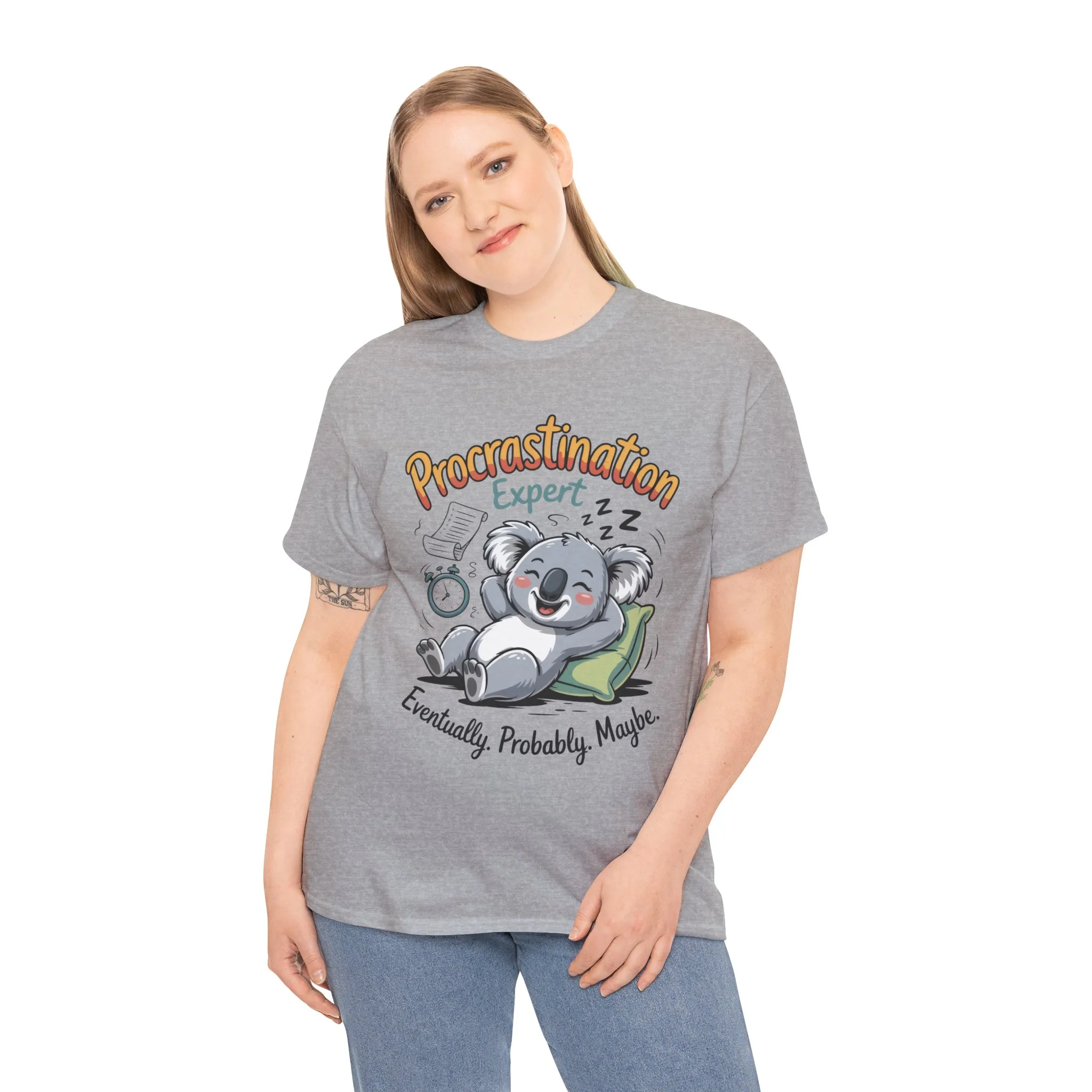 Procrastination Expert Cotton Tee, Funny T-Shirt, Cute Koala Design, Gift for Students, Relaxed Fit Shirt, Gift for Animal Lovers - Image 8