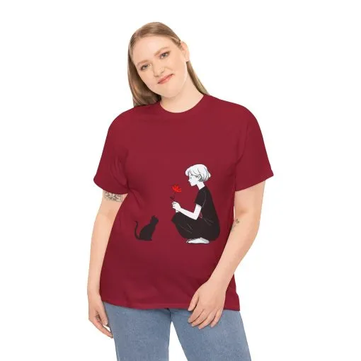 Cat Lover's Heavy Cotton Tee, Cute Cat Shirt, Pet Owner Gift, Animal Lover Apparel, Birthday Gift for Her, Women's Cotton T-Shirt, Cat Lover - Image 34