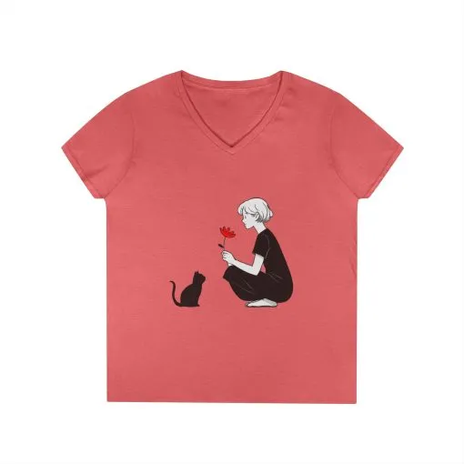Cat Lover's V-Neck T-Shirt - Cute Graphic Tee for Pet Owners, Gifts for Cat Lovers, Animal Lover Apparel, Valentine's Day, Cat Love - Image 22