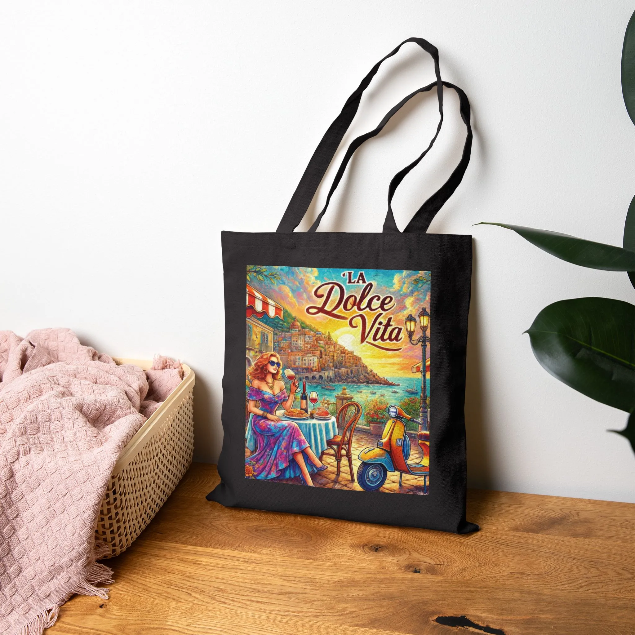 La Dolce Vita Canvas Tote Bag, Summer Beach Bag, Eco-Friendly Shopper, Gift for Her, Vintage Art Tote - Image 10