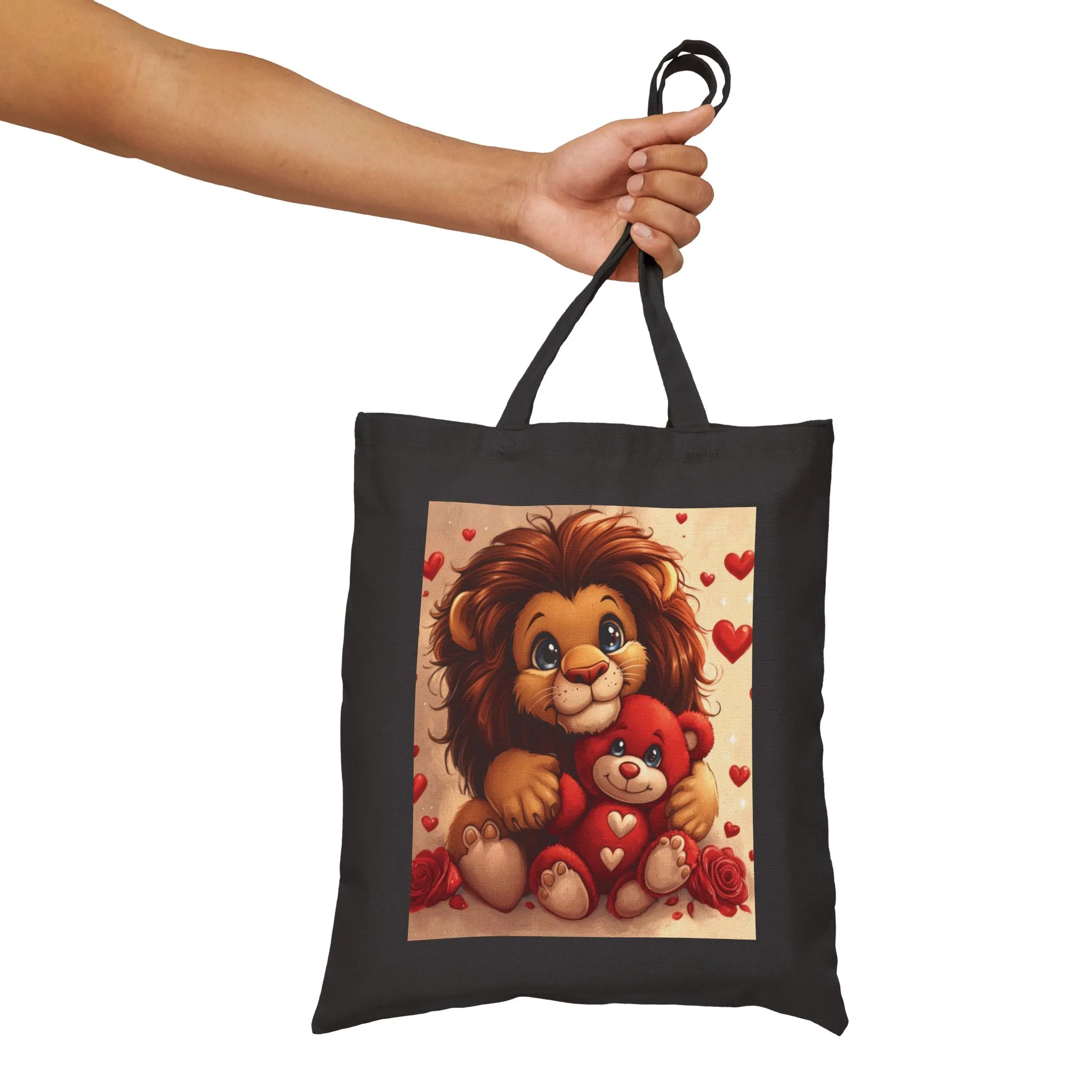 Adorable Lion & Teddy Bear Tote Bag, Cute Gift for Kids, Nursery Decor, Valentine's Day, Eco-Friendly Shopping Bag - Image 11