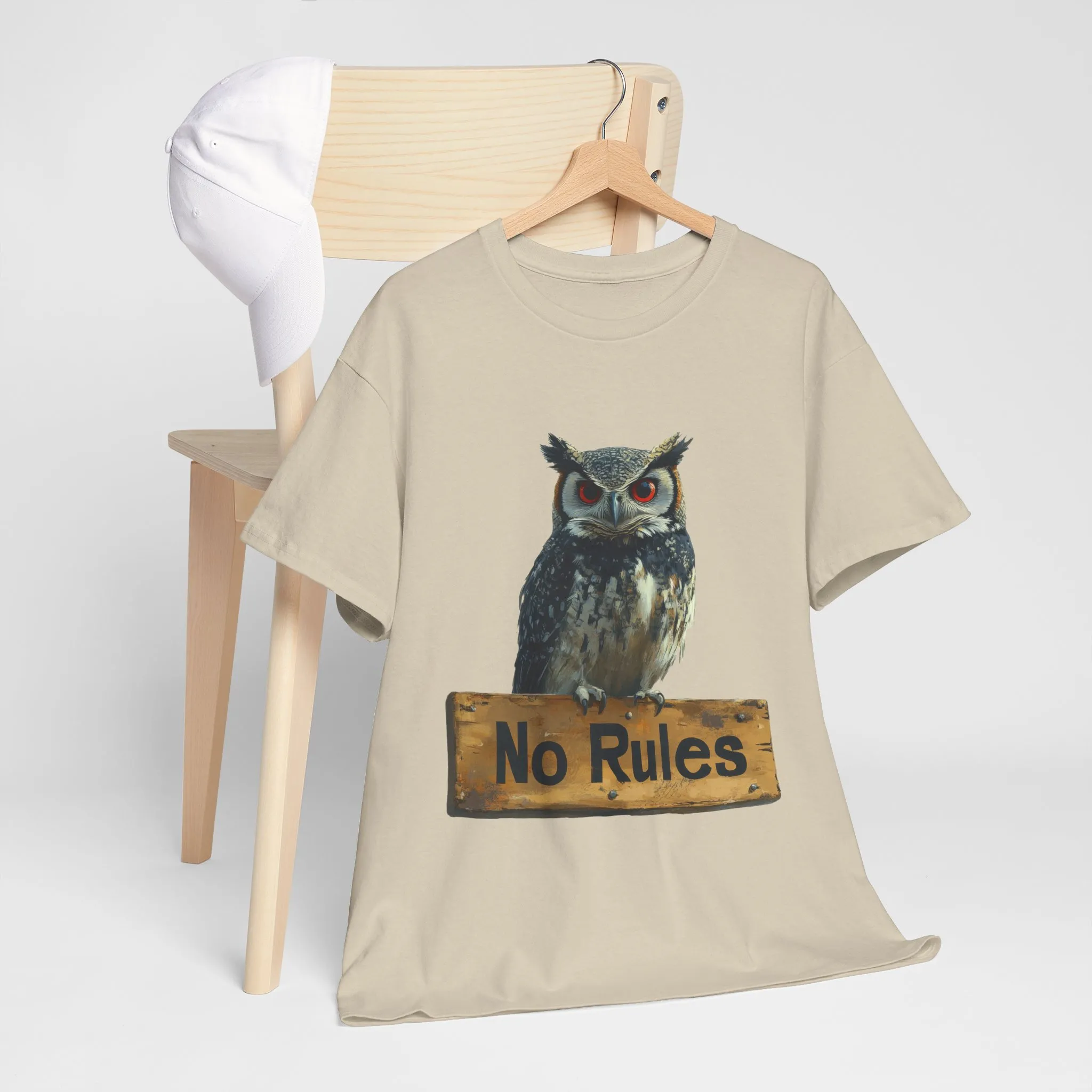 No Rules Owl Graphic T-Shirt, Unisex Heavy Cotton Tee, Funny Animal Shirt, Rebellious Bird Tee Gift for Him or Her - Image 36