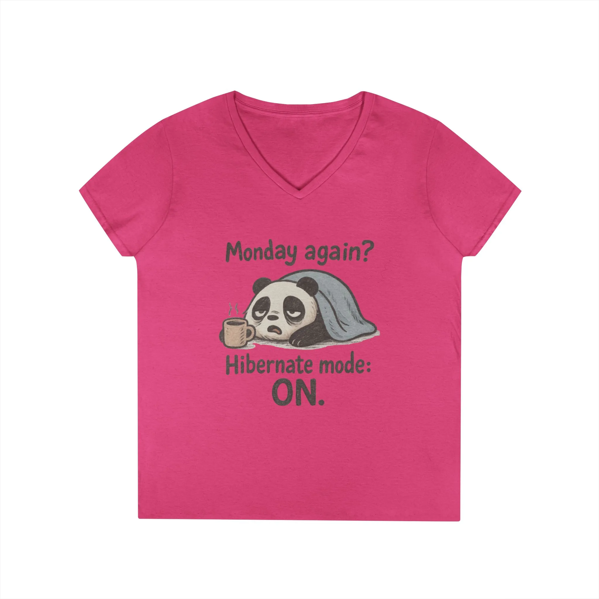 Panda V-Neck T-Shirt - Perfect for Lazy Days, Hibernation Mode, Casual Wear, Gift for Her, Weekend Comfort Clothing, Monday Syndrome - Image 16