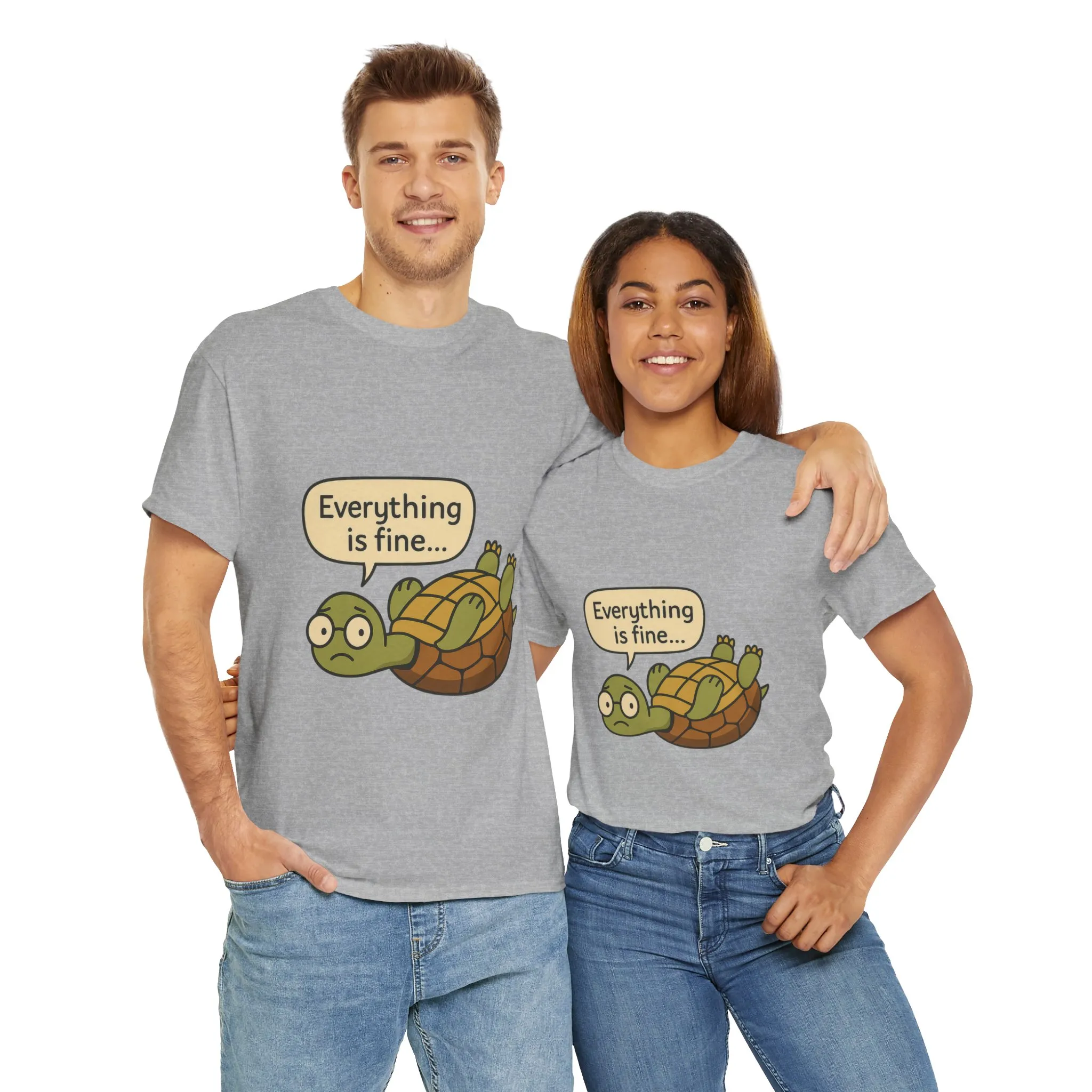 Everything is Fine Turtle Tee, Funny Unisex Cotton Tee, Cute Animal Shirt, Gift for Nature Lovers, Great for Humor, Positive message t-shirt - Image 9