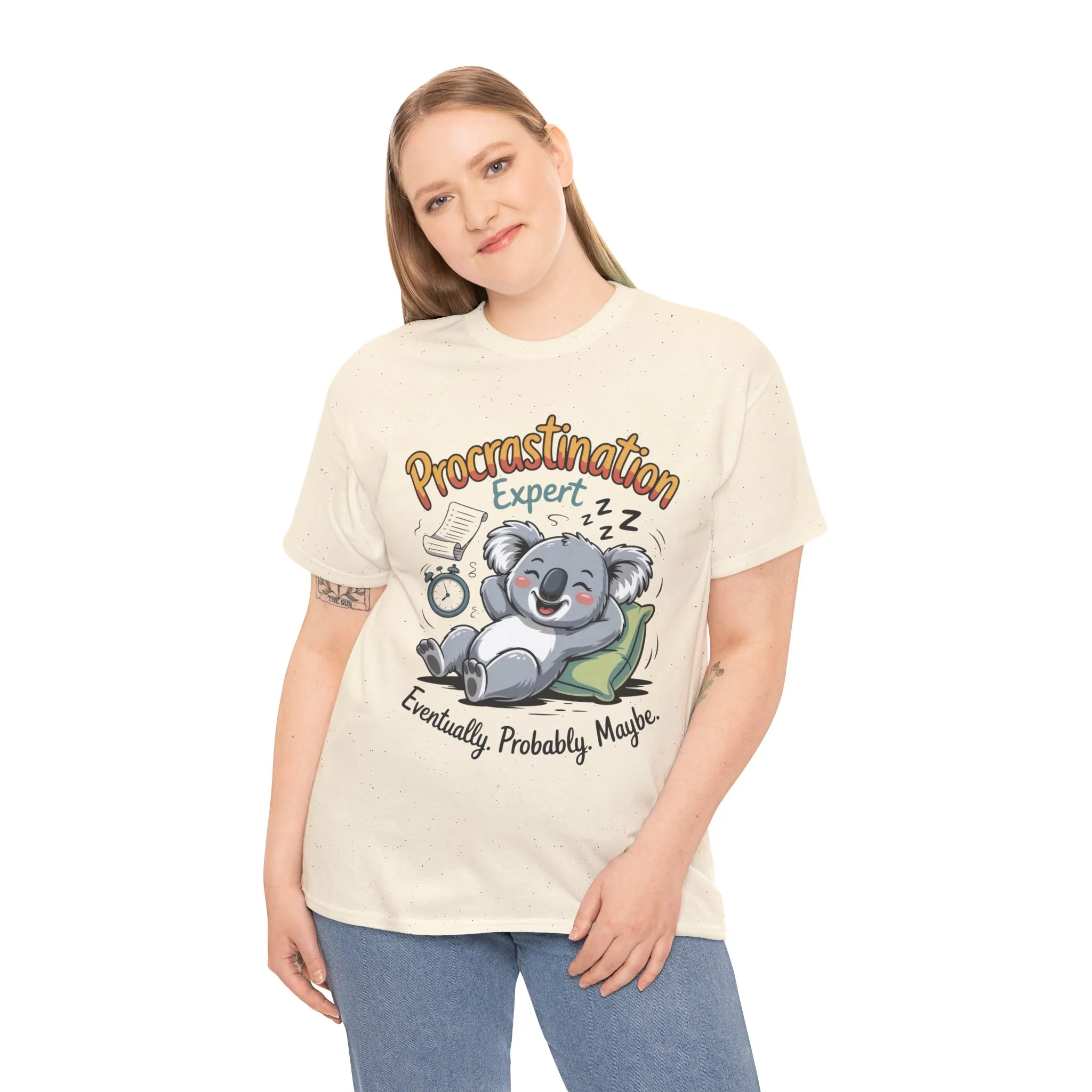 Procrastination Expert Cotton Tee, Funny T-Shirt, Cute Koala Design, Gift for Students, Relaxed Fit Shirt, Gift for Animal Lovers - Image 11