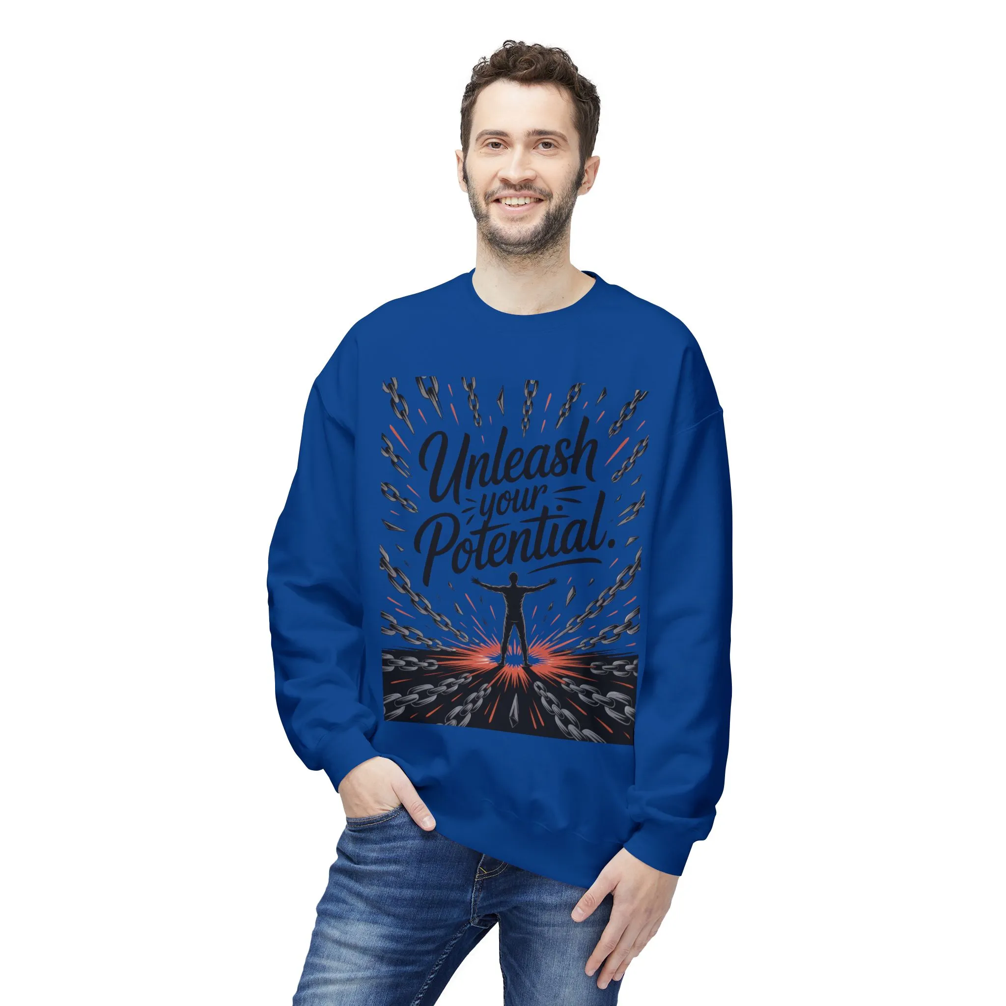 Unleash Your Potential Men s Sweatshirt, Motivational Crewneck, Inspirational Gift For Men, Gift for Graduates, Personal Growth Apparel - Image 17
