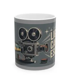Vintage Movie Camera Ceramic Mug - Perfect Gift for Filmmakers, Photographers, Movie Lovers, Cinematic Coffee Cup, Retro Movie Lover Mug