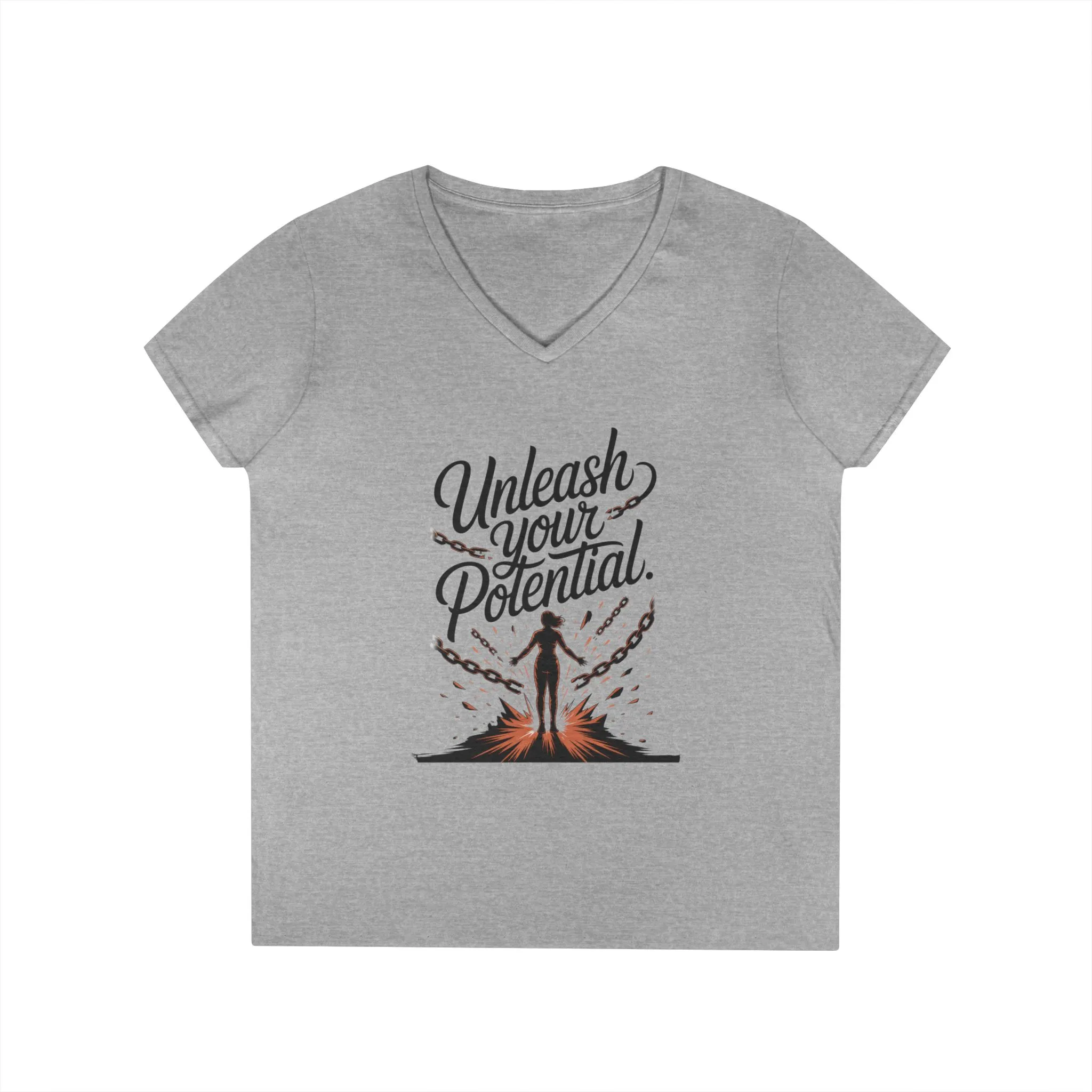 Empowering Ladies V-Neck T-Shirt | Unleash Your Potential | Gift for Motivation, Birthday, Inspirational Wear, Positive Energy Top - Image 6