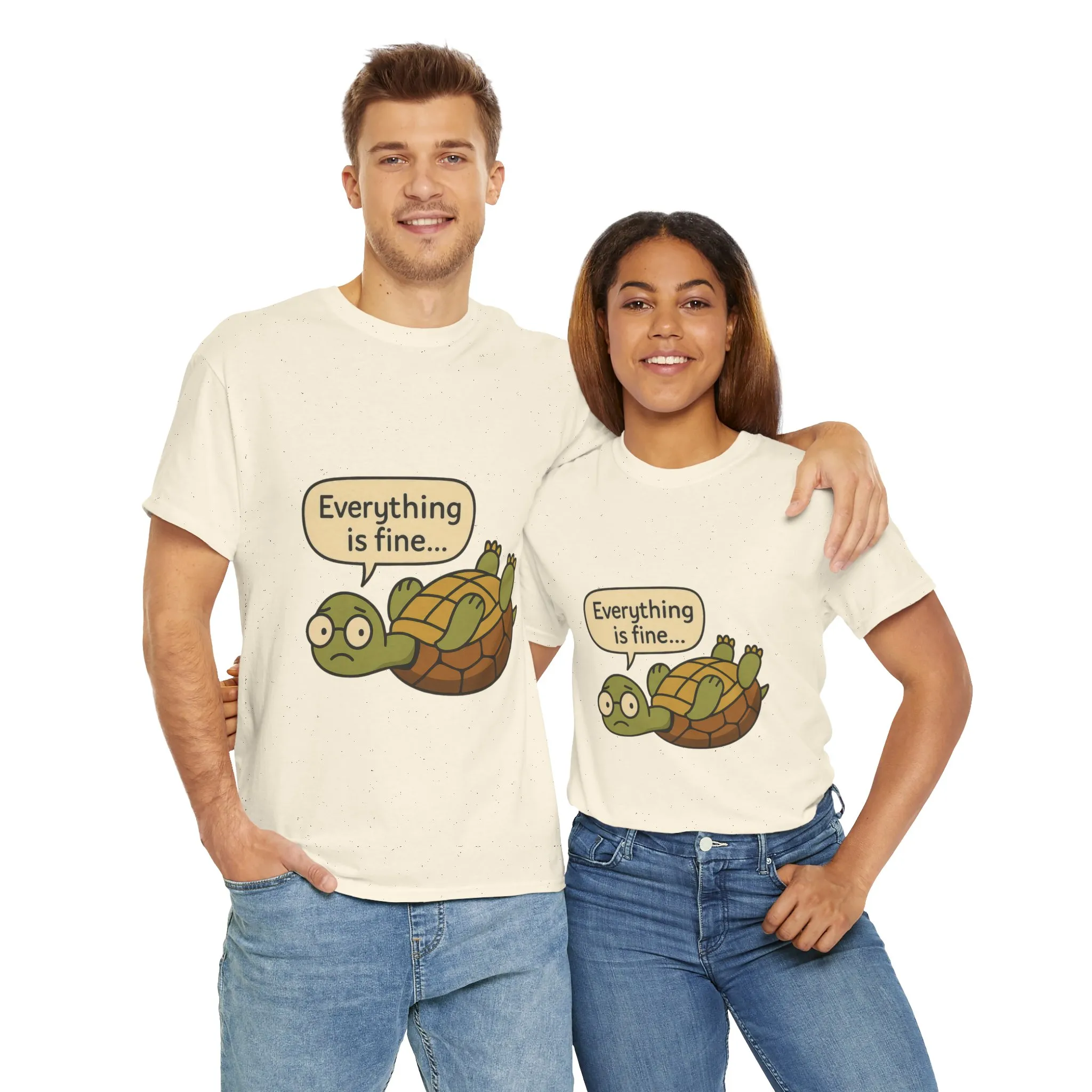 Everything is Fine Turtle Tee, Funny Unisex Cotton Tee, Cute Animal Shirt, Gift for Nature Lovers, Great for Humor, Positive message t-shirt - Image 15