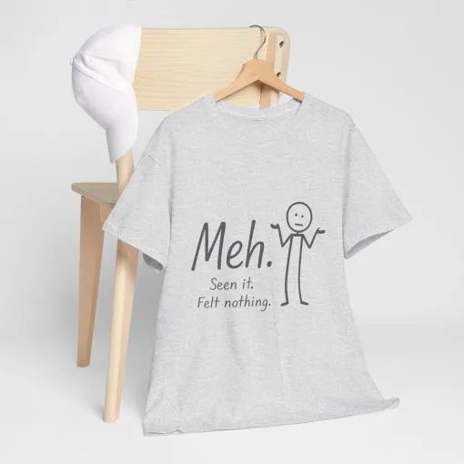 Funny Women's Heavy Cotton Tee, 'Meh' Graphic Shirt, Perfect Gift for Sarcastic Friends, Casual Wear, Birthdays, Everyday Humor, Comfy Tee - Image 7