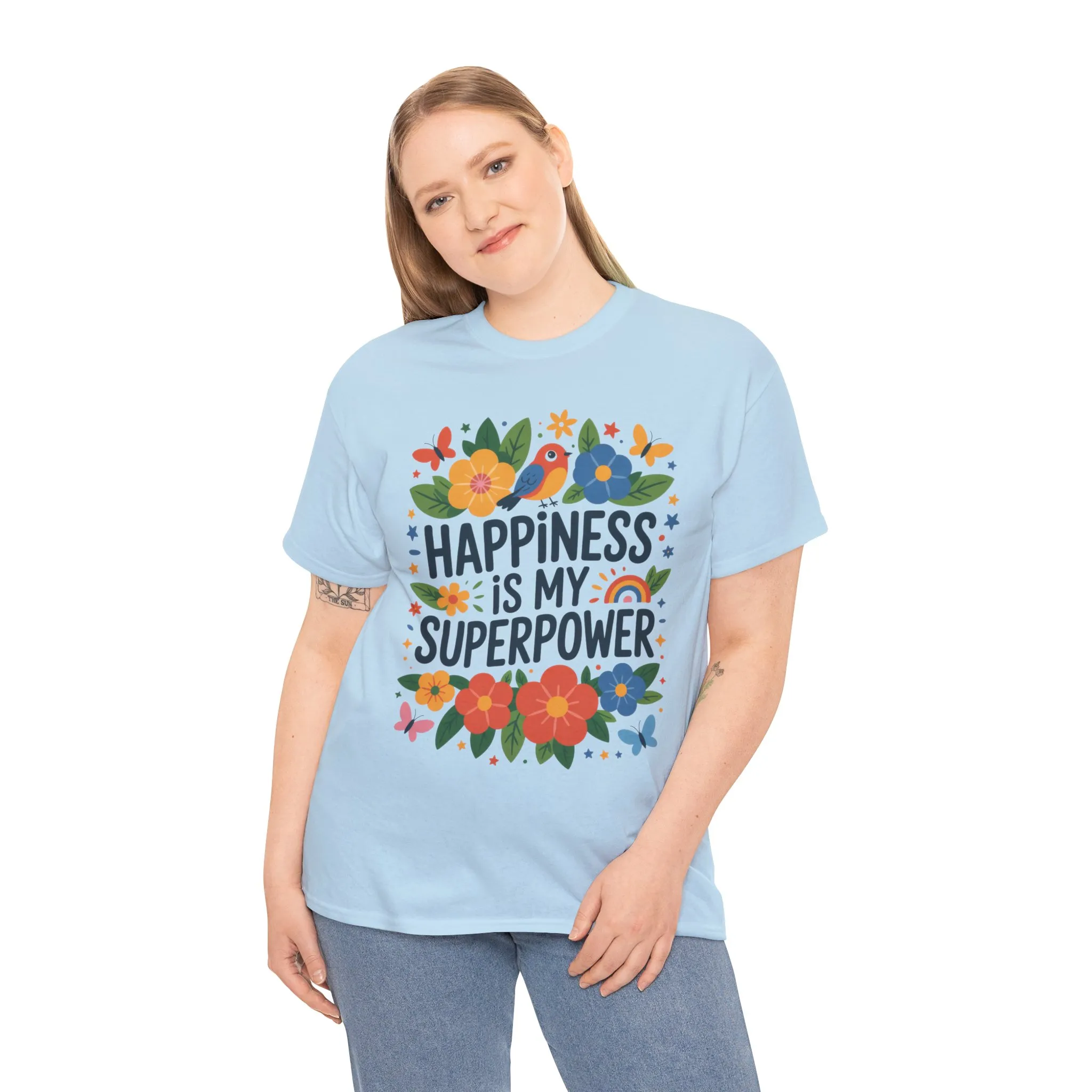 Happiness is My Superpower Tee - Colorful Floral Design, Mother's Day, Self-Expression, Positive Vibes Shirt, Joyful Statement Tee - Image 20