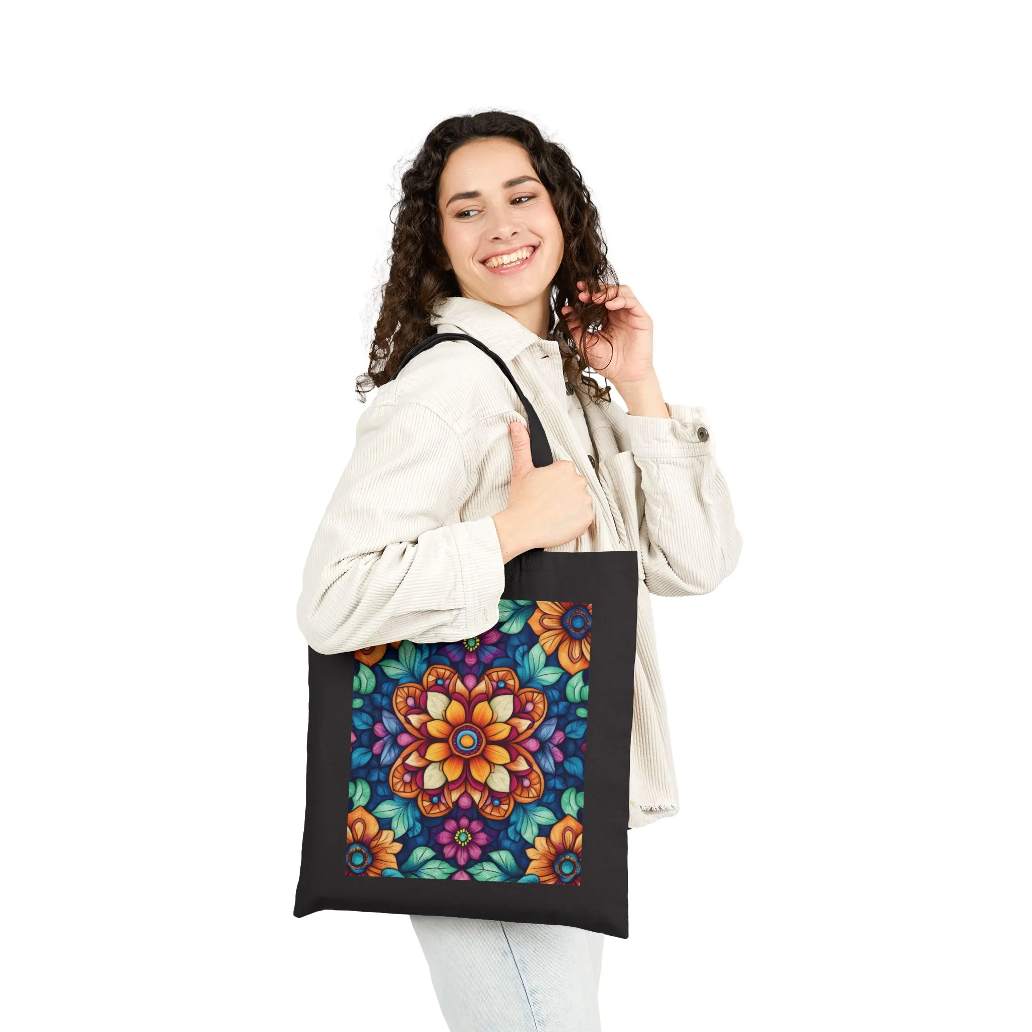 Vibrant Floral Cotton Canvas Tote Bag, Eco-Friendly Grocery Bag, Shopping Tote, Art Tote, Gift for Women - Image 8