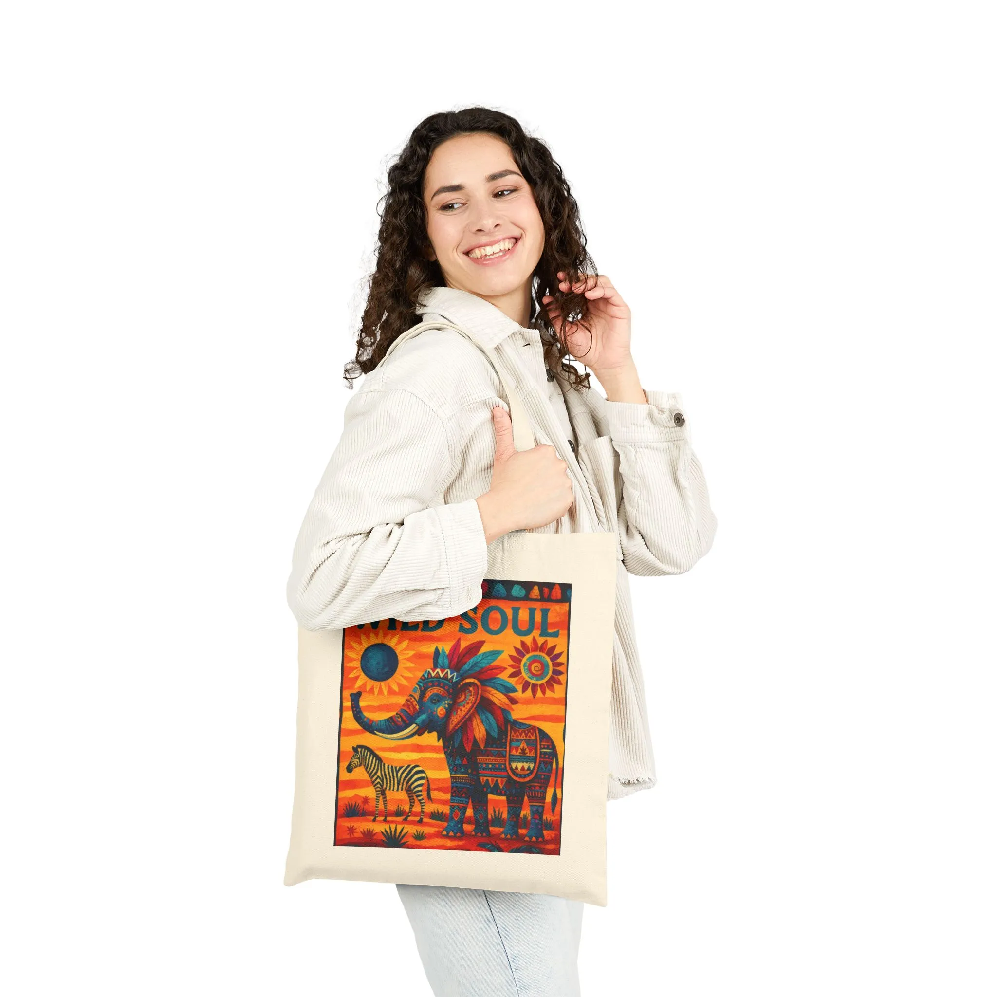 Wild Soul Elephant Tote Bag, Boho Canvas Bag, Eco-Friendly Reusable Shopping Tote, Perfect for Gifts & Everyday Use - Image 2