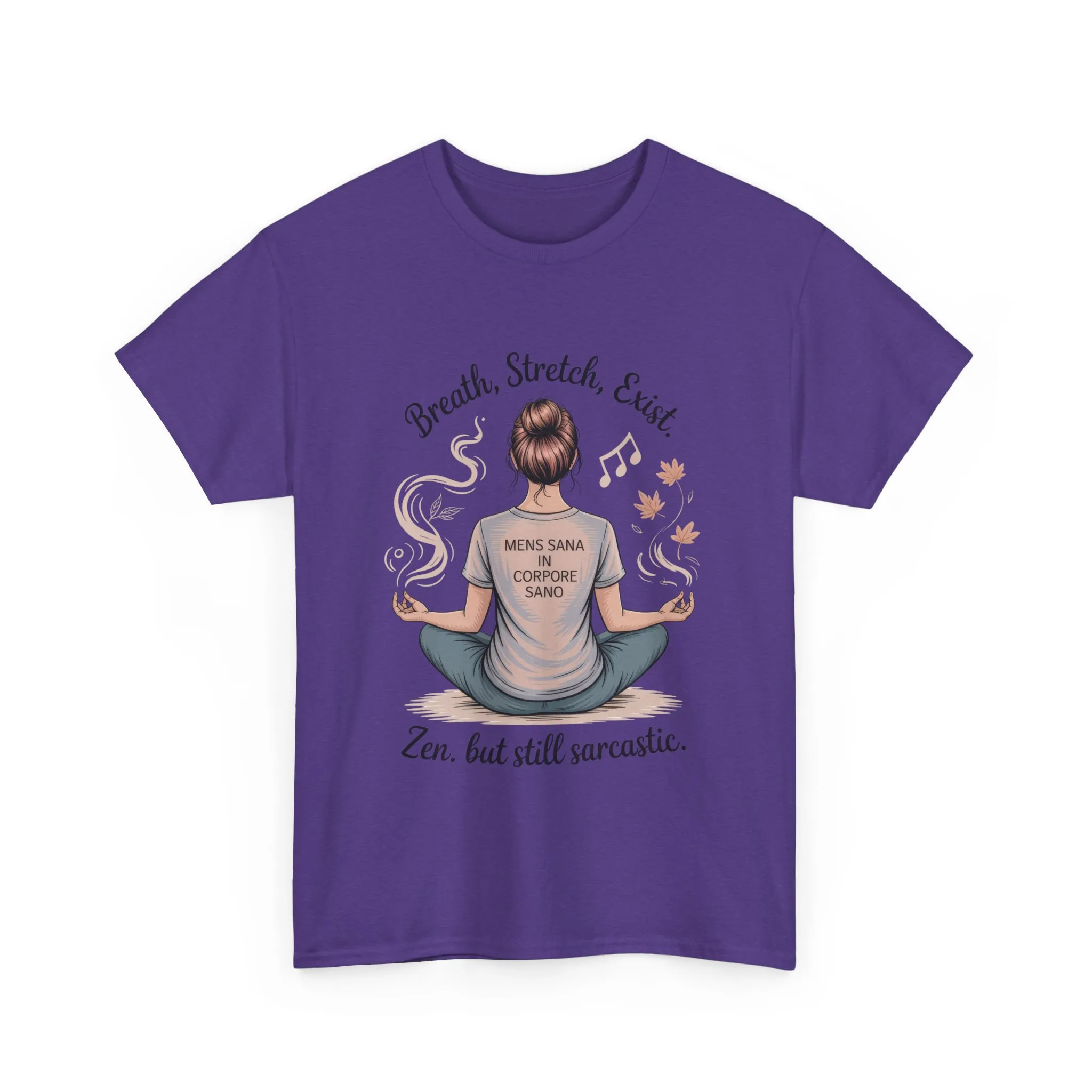 Zen Sarcasm Women s Heavy Cotton Tee, Breath Stretch Exist Shirt, Gift for Yoga Lovers, Relaxation Tee, Funny Meditation Top, Relaxation Tee - Image 36
