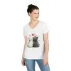 Cute Cat Love V-Neck T-Shirt, Animal Lover Gift, Valentine's Day Shirt, Cat Mom Gift, Cute Graphic Tee