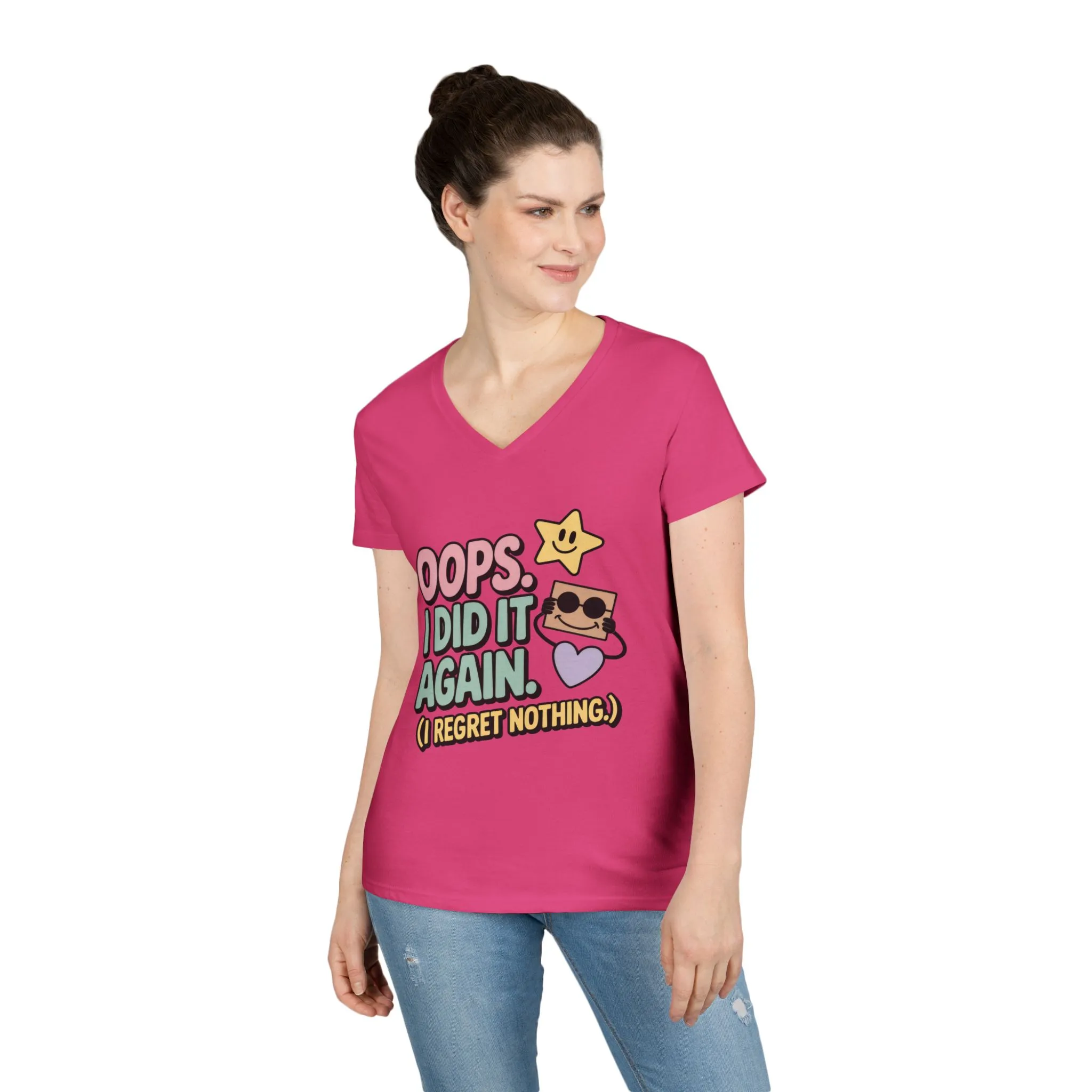 Oops! I Did It Again Ladies' V-Neck T-Shirt, Fun Casual Tee, Perfect Gift, Casual Statement Wear, Positive Message Women's T-Shirt - Image 17