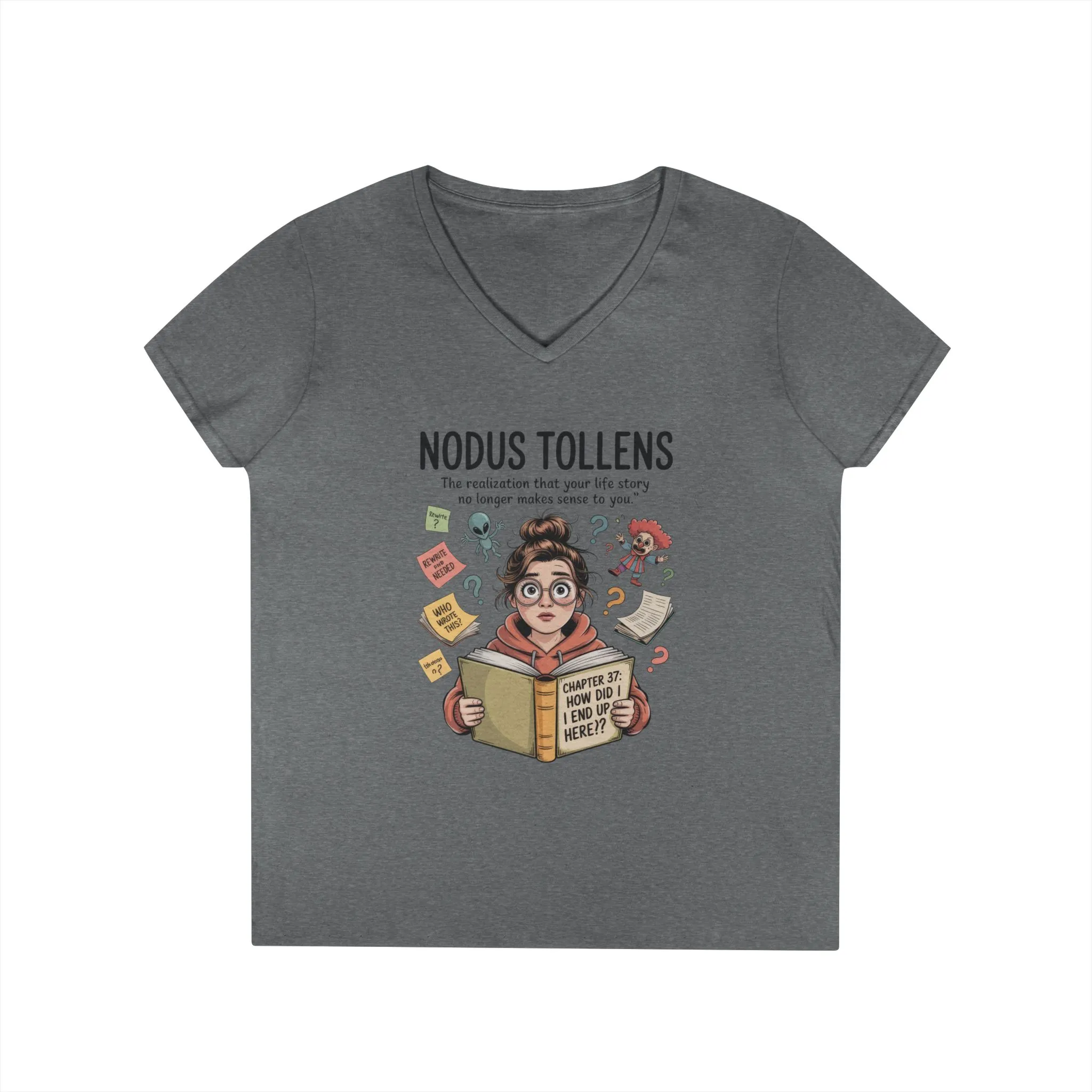 Nodus Tollens V-Neck T-Shirt, Women's Heavy Cotton Shirt, Latin Words, Moods & Modes, Self-Awareness, Quirky Humor Shirt - Image 8