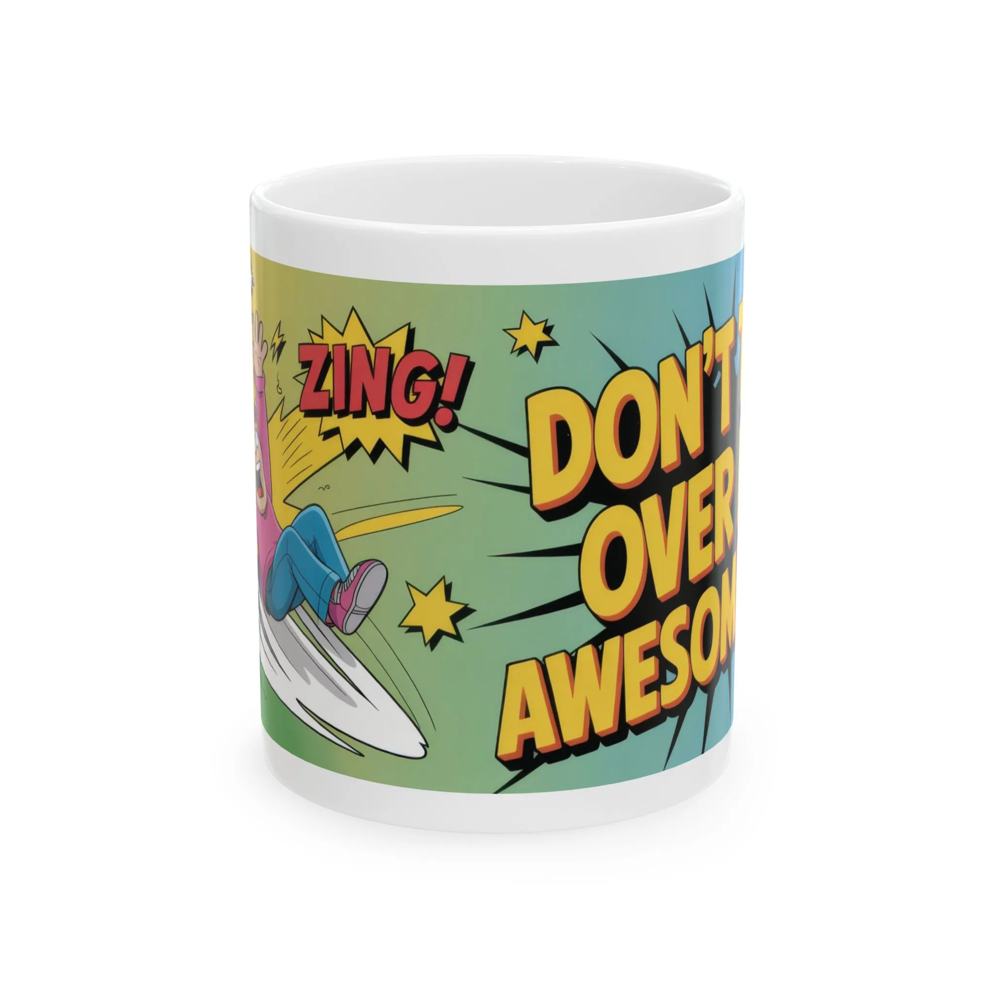 Funny Comic Mug, Dont Trip Over My Awesomeness, Bold Confidence Coffee Cup, Colorful Humor Gift, Cartoon Style Mug, Gift for Coffee Lovers - Image 2