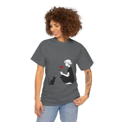 Cat Lover's Heavy Cotton Tee, Cute Cat Shirt, Pet Owner Gift, Animal Lover Apparel, Birthday Gift for Her, Women's Cotton T-Shirt, Cat Lover - Image 26