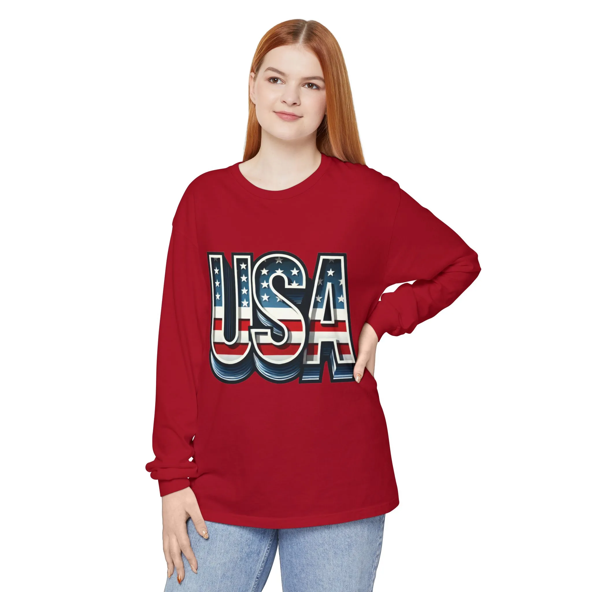Patriotic Long Sleeve Unisex T-Shirt, USA Design, Unisex Tee for Independence Day, Memorial Day, Family Celebrations, Casual Wear - Image 27