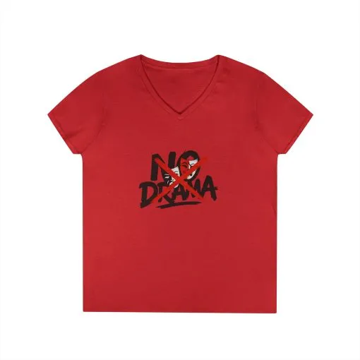 No Drama Ladies' V-Neck T-Shirt, Casual Graphic Tee, Perfect for Everyday Vibes, Gift Idea for Friends, Fun Statement Top, Mood Daily Modes - Image 20