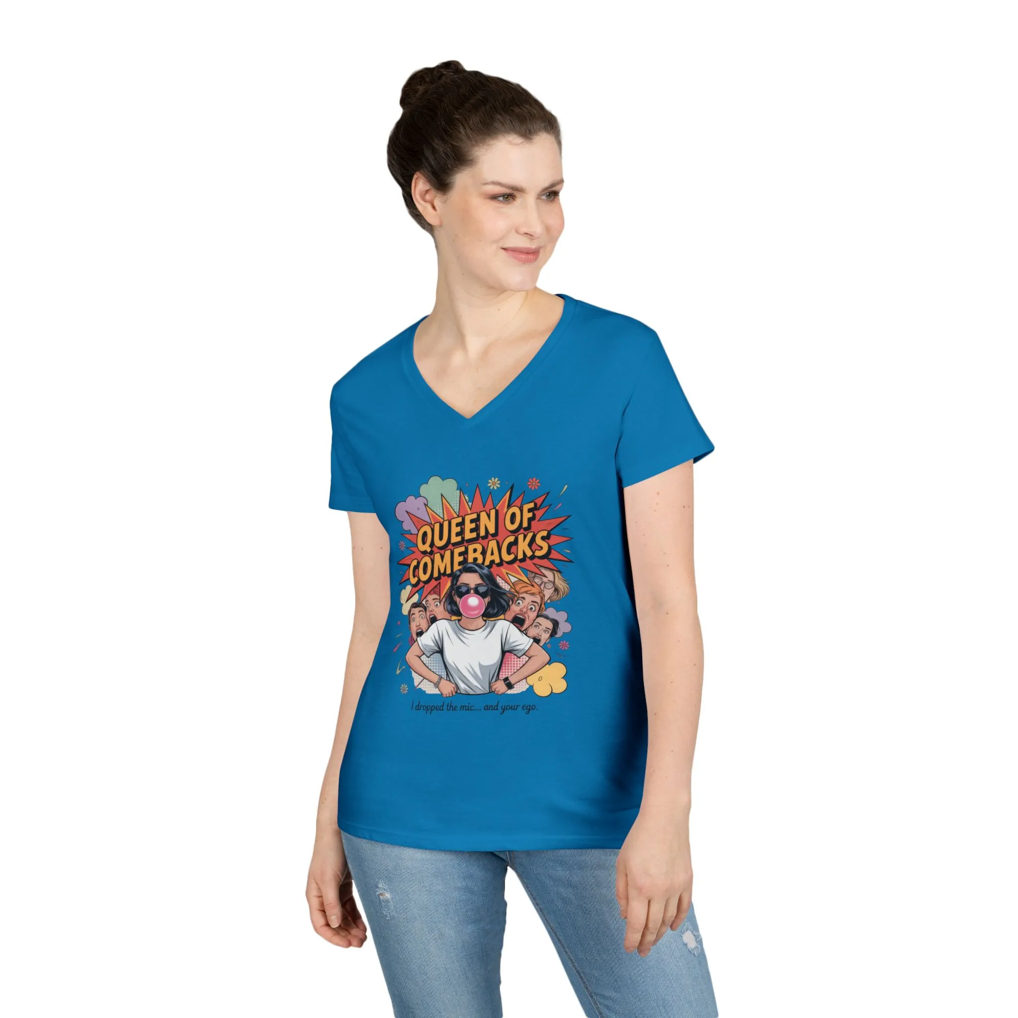 Queen of Comebacks V-Neck T-Shirt, Funny Graphic Tee, Gift for Friends, Humor Apparel, Casual Wear, Comedic Shirt - Image 10