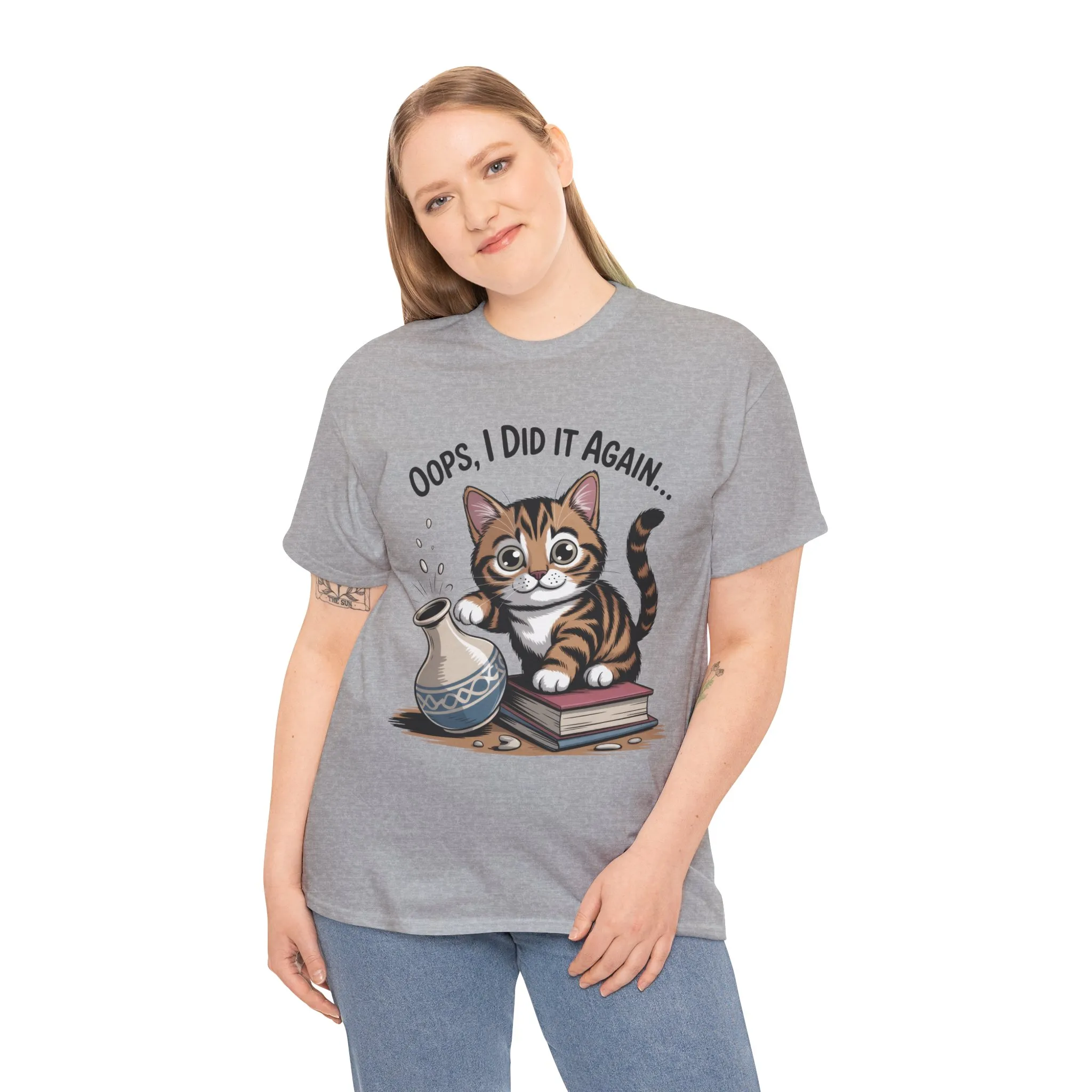 Playful Cat Women's Tee, Funny Oops I Did It Again Design, Cat Lover Gift, Casual Wear, Birthday Gift, Pet Lover Tee, Women's Gift - Image 4