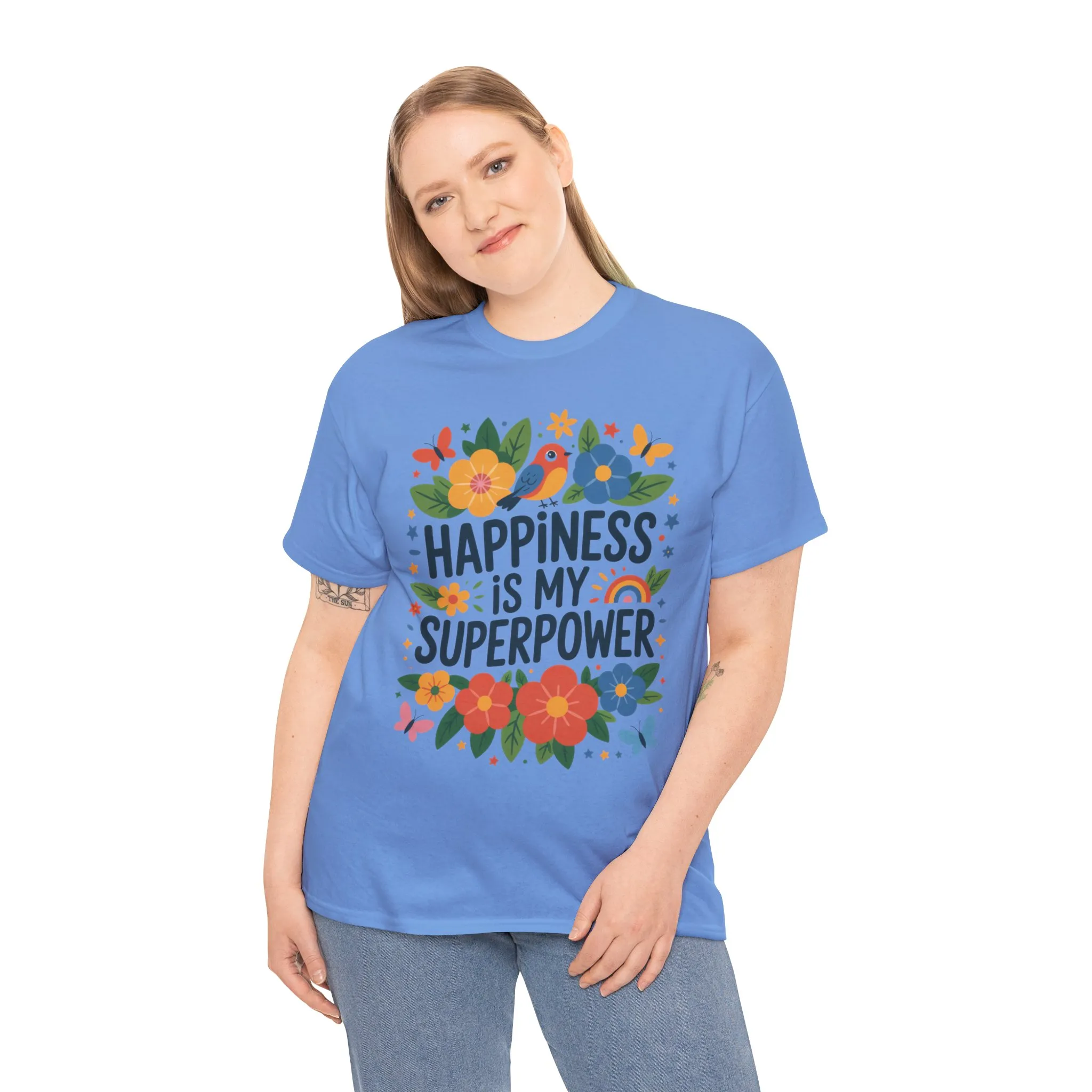 Happiness is My Superpower Tee - Colorful Floral Design, Mother's Day, Self-Expression, Positive Vibes Shirt, Joyful Statement Tee - Image 22