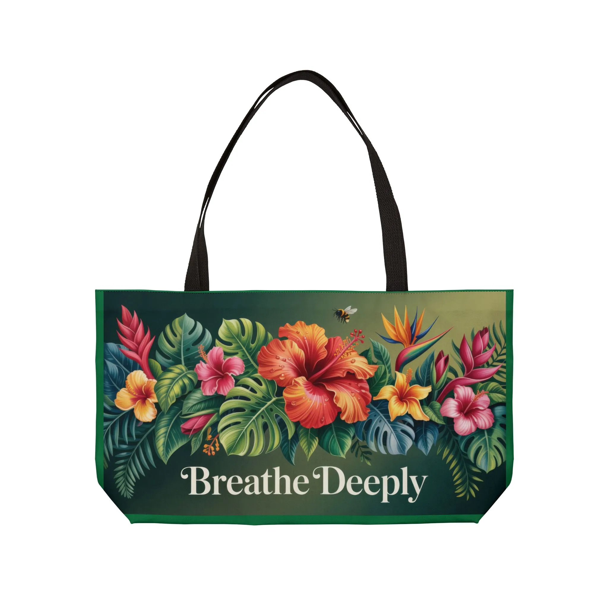 Tropical Floral Weekender Tote Bag - Breathe Deeply, Beach Bag, Travel Tote, Summer Accessory, Weekend Getaway, Gift for Travelers - Image 6