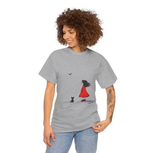 Cat Lover Tee, Cute Graphic T-Shirt, Cat & Girl Design, Gift for Cat Owners, Casual Stylish Unisex Cotton Shirt, Women's Cotton T-Shirt - Image 9