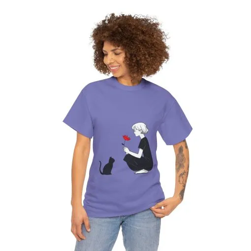 Cat Lover's Heavy Cotton Tee, Cute Cat Shirt, Pet Owner Gift, Animal Lover Apparel, Birthday Gift for Her, Women's Cotton T-Shirt, Cat Lover - Image 20