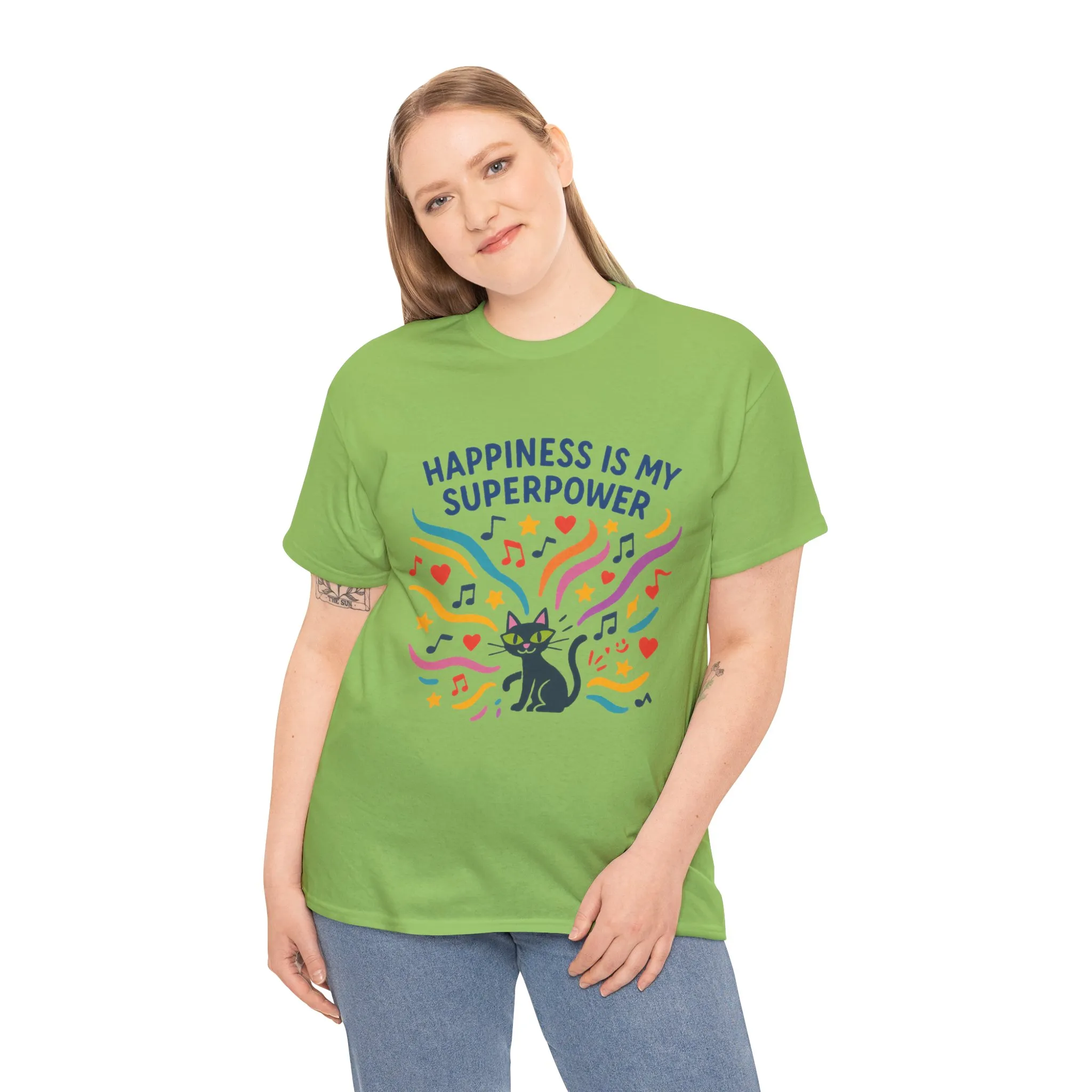 Happiness is My Superpower Tee - Fun Unisex Cotton T-Shirt, Gift for Cat Lovers, Cute Pet Apparel, Everyday Wear, Positive Vibes - Image 29
