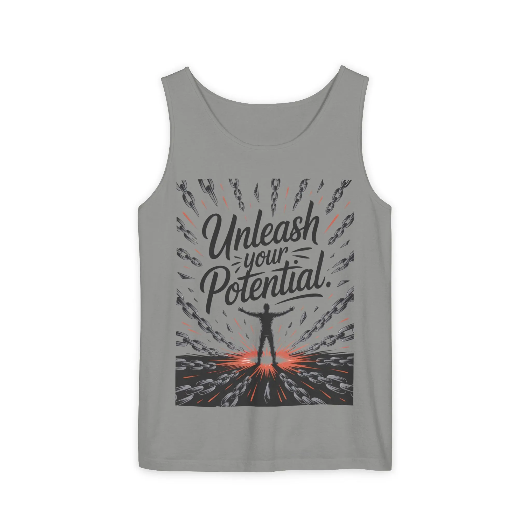 Men s Motivational Tank Top, Unleash Your Potential Graphic, Inspirational Gym Wear, Fitness Apparel, Summer Top, Gift for Him - Image 12