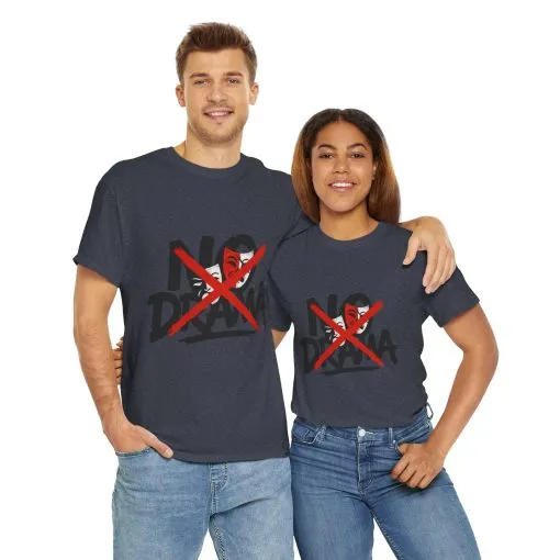 No Drama Unisex Heavy Cotton Tee, Casual Shirt, Gift for Friends, Relaxed Fit, Comfort Wear, Everyday Style - Image 14