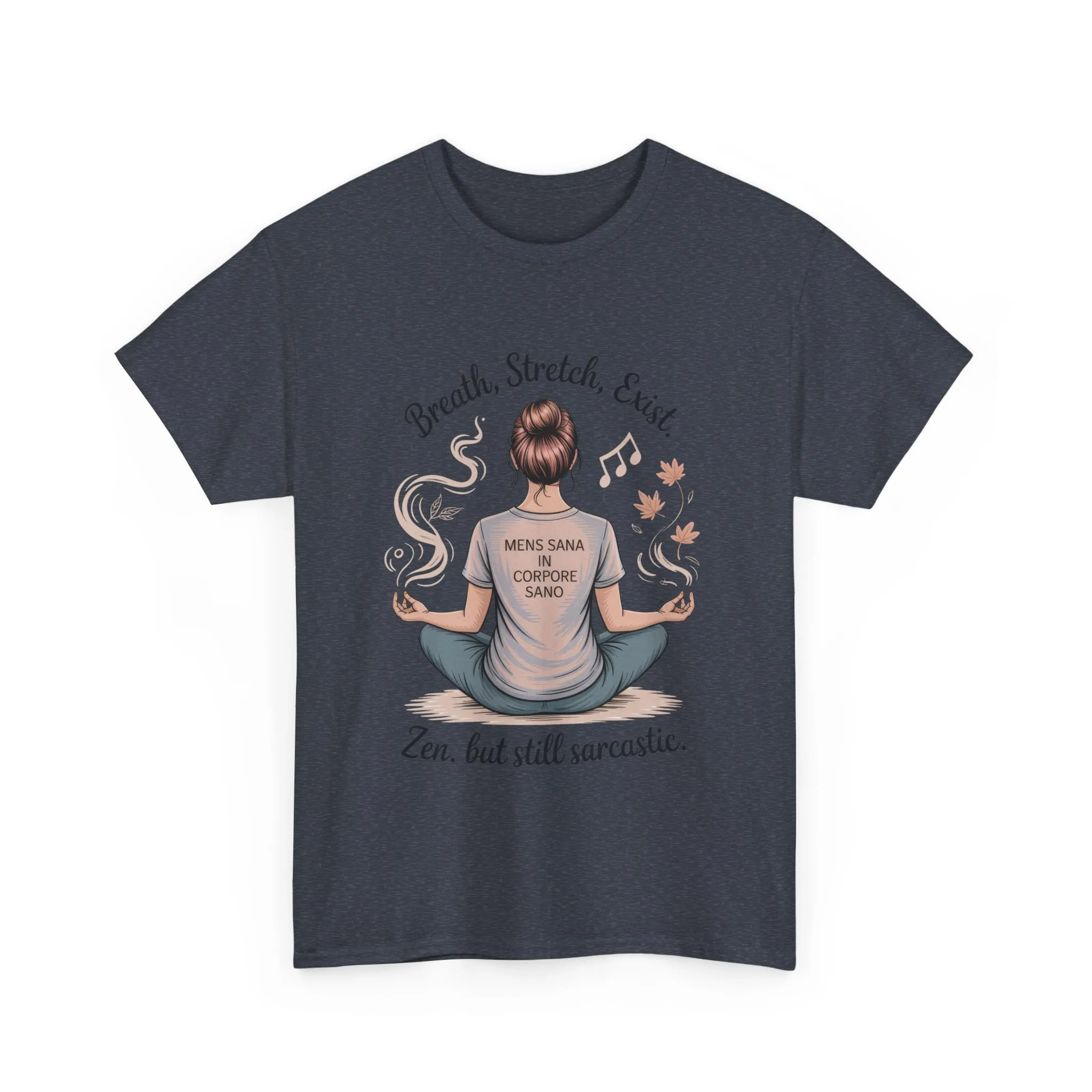 Zen Sarcasm Women s Heavy Cotton Tee, Breath Stretch Exist Shirt, Gift for Yoga Lovers, Relaxation Tee, Funny Meditation Top, Relaxation Tee - Image 21