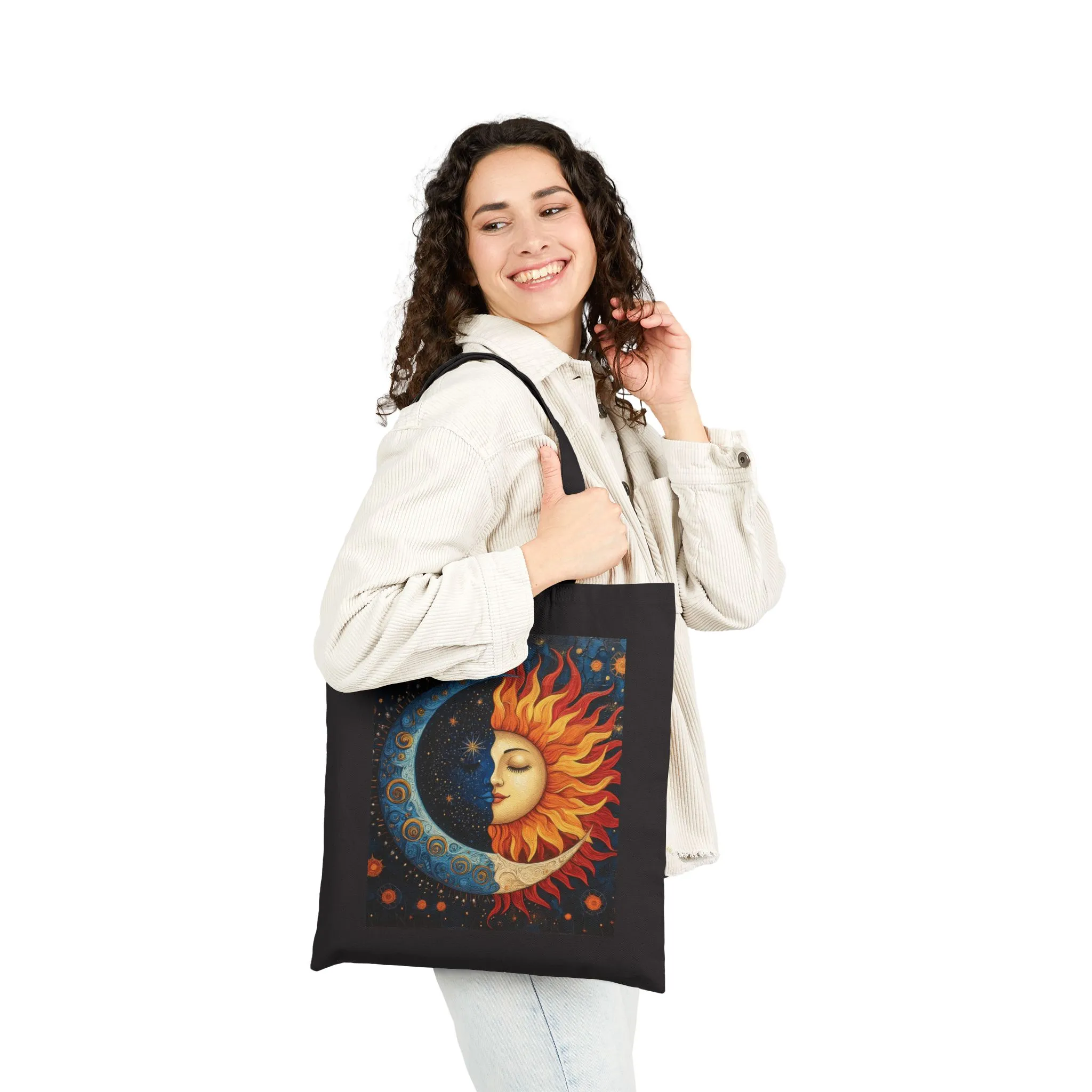 Sun and Moon Cotton Canvas Tote Bag, Eco-Friendly Tote, Boho Chic Bag, Nature Lover Gift, Astrology Tote, Reusable Grocery Bag - Image 8
