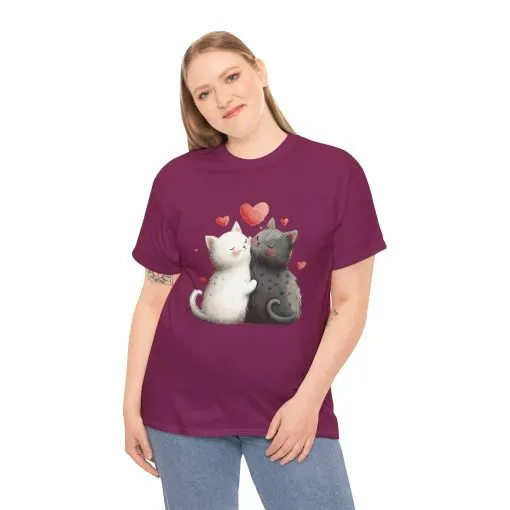 Cute Cat Love T-Shirt, Adorable Feline Couple Tee, Gift for Cat Lovers, Valentine's Day Shirt, Cozy Everyday Wear, Cat Mom T-Shirt - Image 31