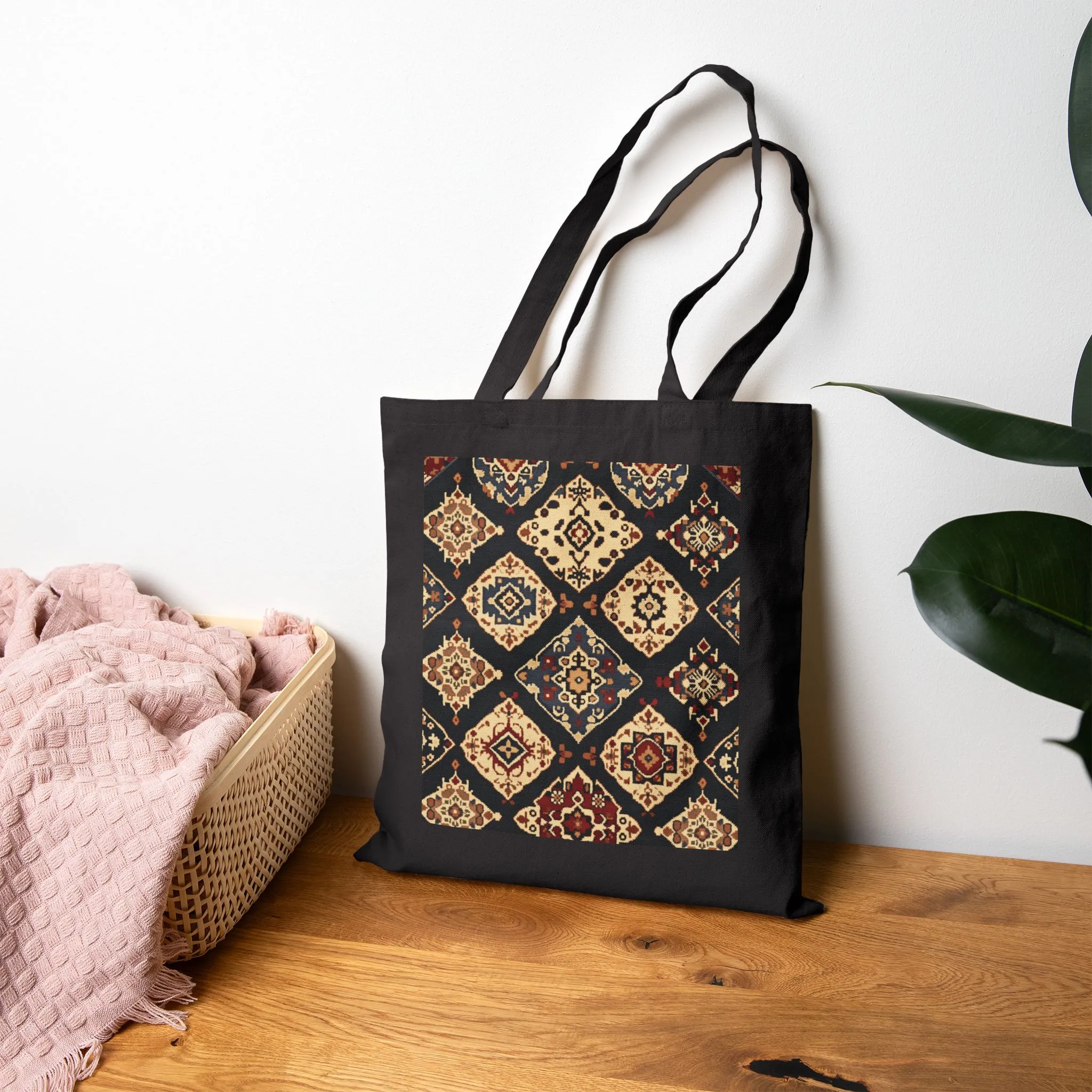 Bohemian Pattern Cotton Canvas Tote Bag, Eco-Friendly Shopping Bag, Art Tote, Beach Bag, Gift for Her, Market Tote - Image 11