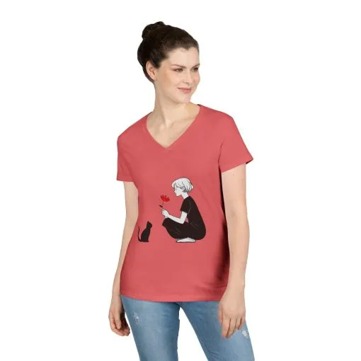 Cat Lover's V-Neck T-Shirt - Cute Graphic Tee for Pet Owners, Gifts for Cat Lovers, Animal Lover Apparel, Valentine's Day, Cat Love - Image 21