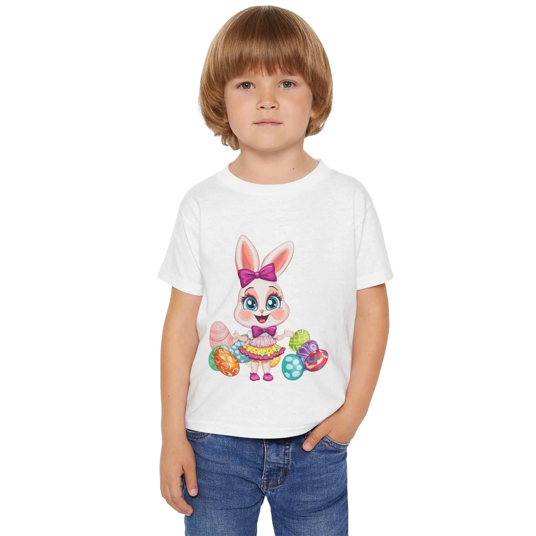 Easter Themed Heavy Cotton™ Toddler T-shirt, Rabbit and Egg Themed T-Shirt, Easter Bunny, Easter Gift for Kids - Image 4